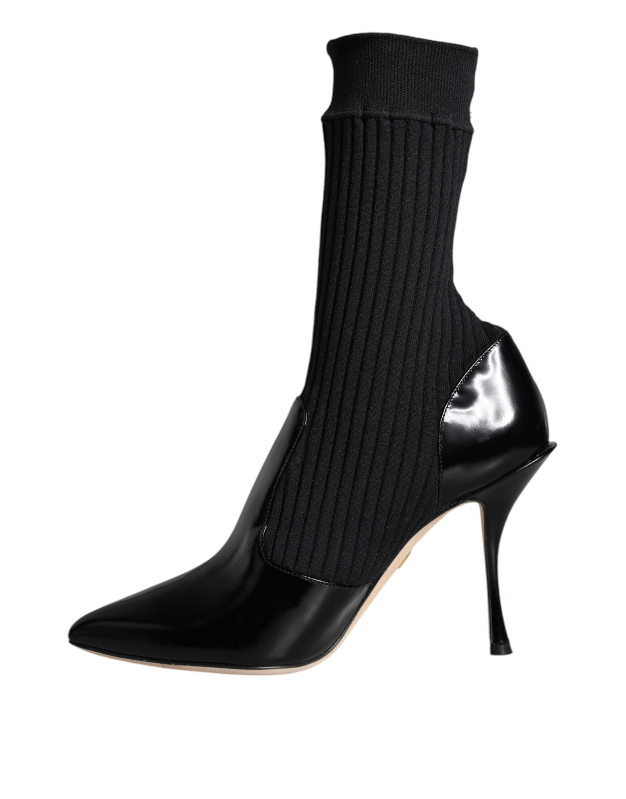 Dolce & Gabbana Black Stretch Stiletto Booties Socks Shoes-5