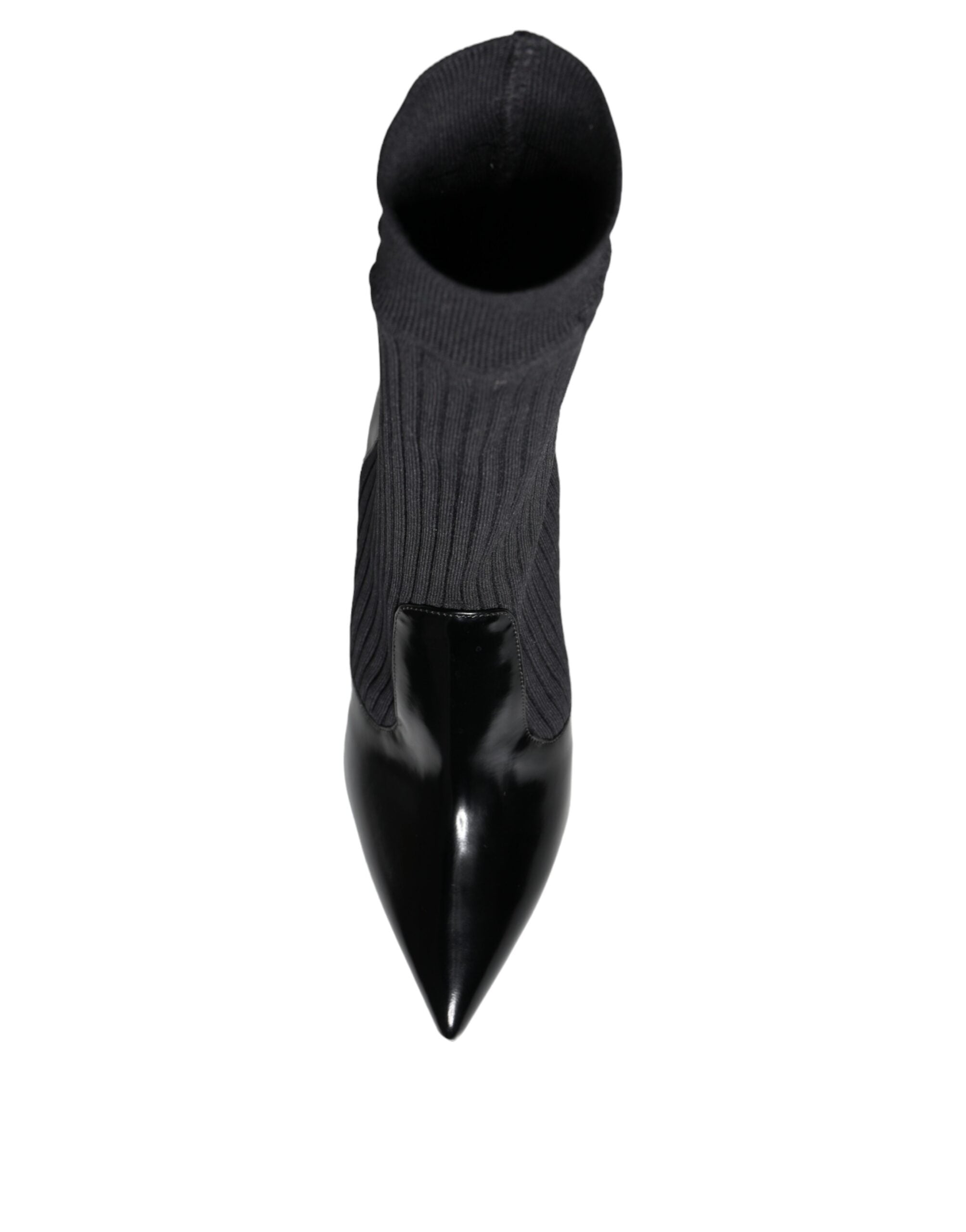 Dolce & Gabbana Black Stretch Stiletto Booties Socks Shoes-8