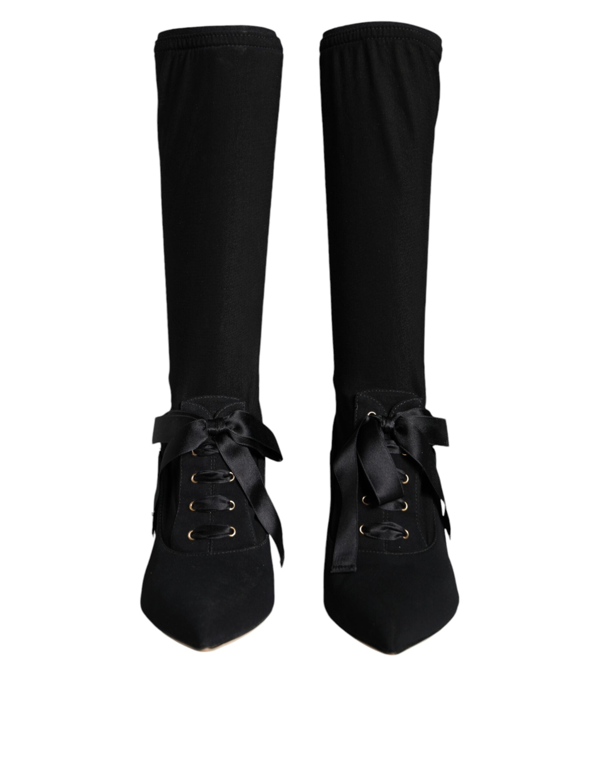 Botas negras de tacón de aguja a media pantorrilla de Dolce & Gabbana-2