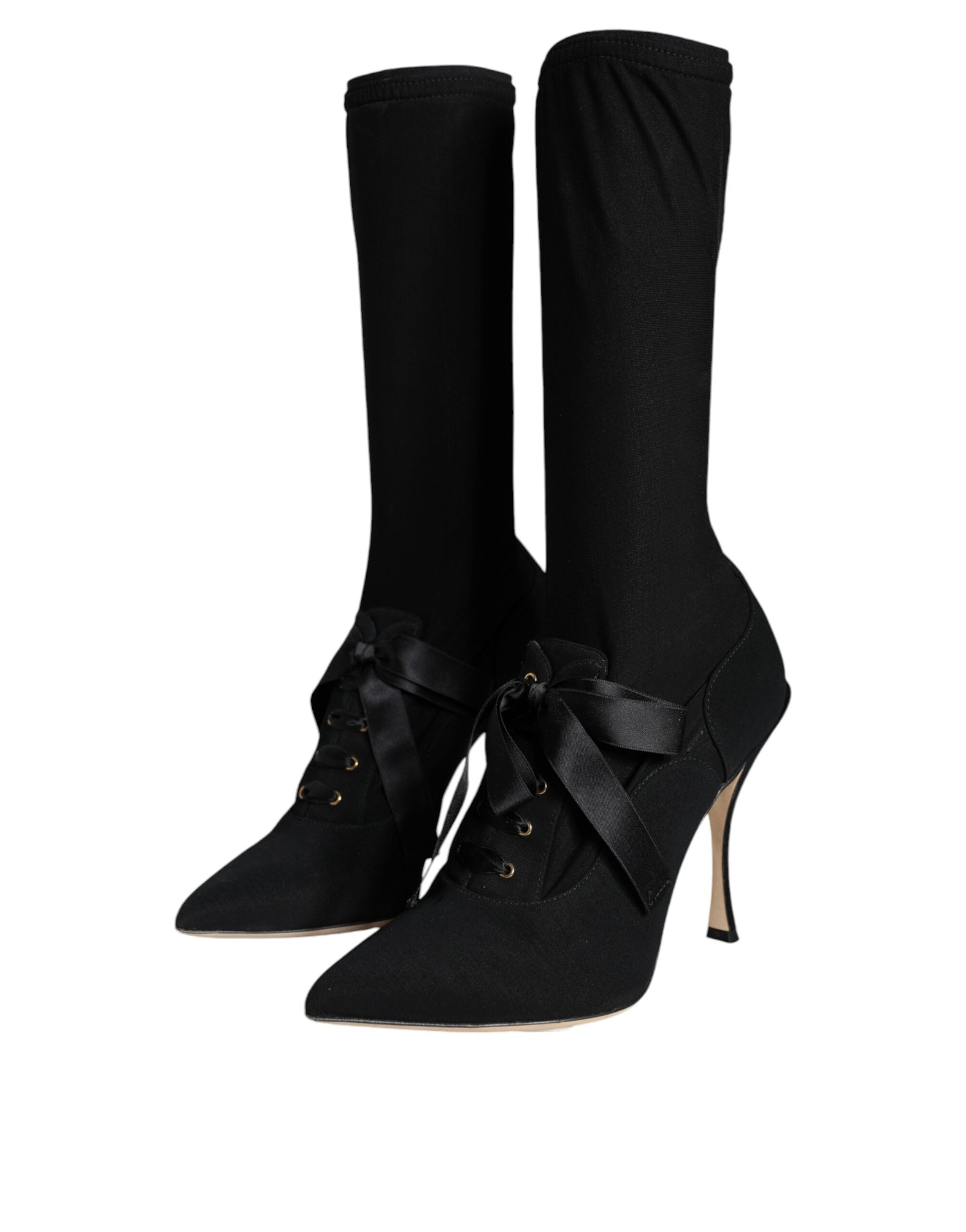 Botas negras de tacón de aguja a media pantorrilla de Dolce & Gabbana-3