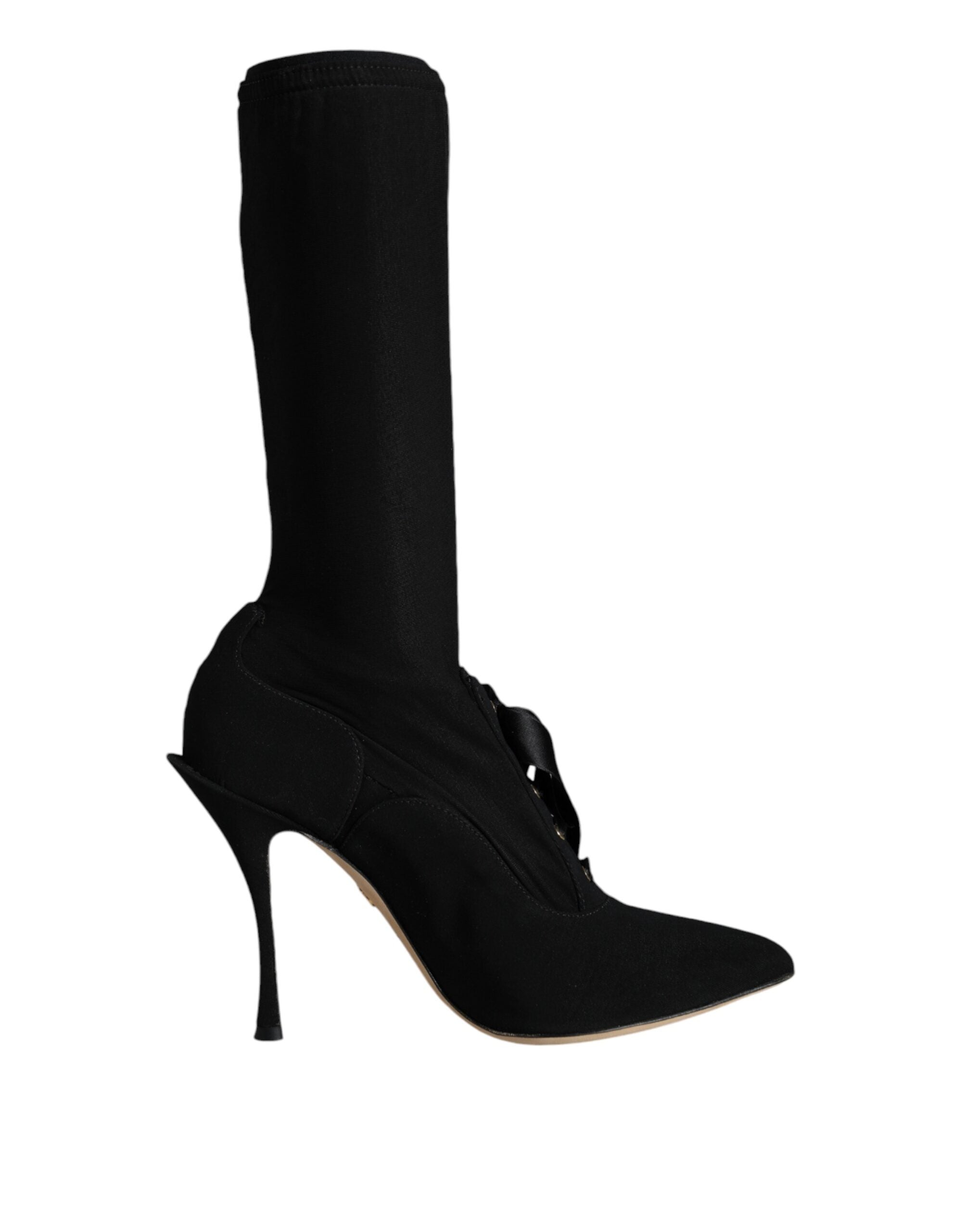 Botas negras de tacón de aguja a media pantorrilla de Dolce & Gabbana-1
