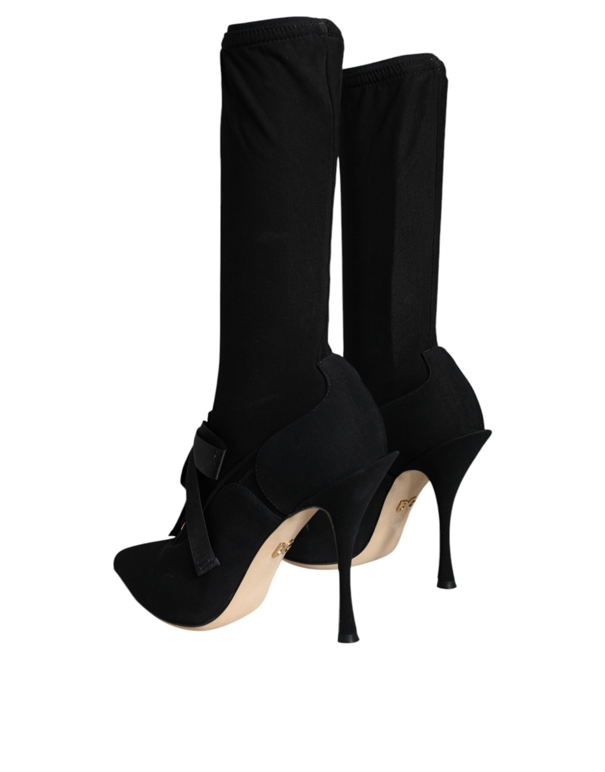 Botas negras de tacón de aguja a media pantorrilla de Dolce & Gabbana-5