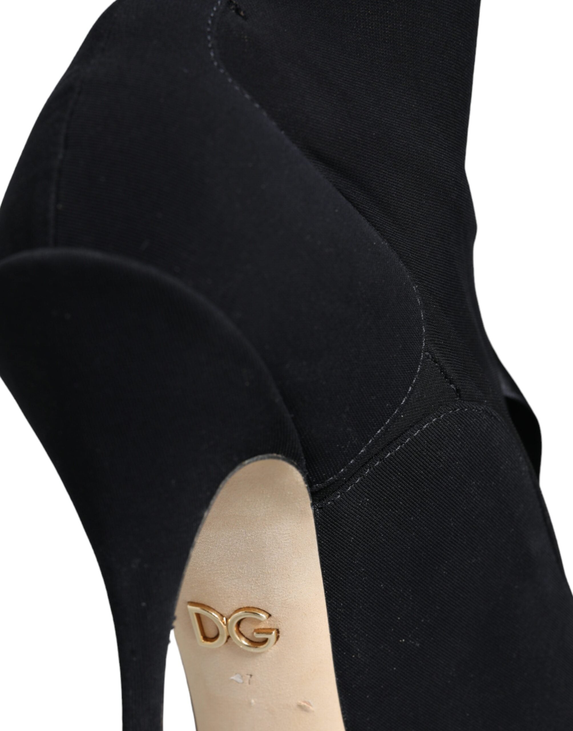Botas negras de tacón de aguja a media pantorrilla de Dolce & Gabbana-7