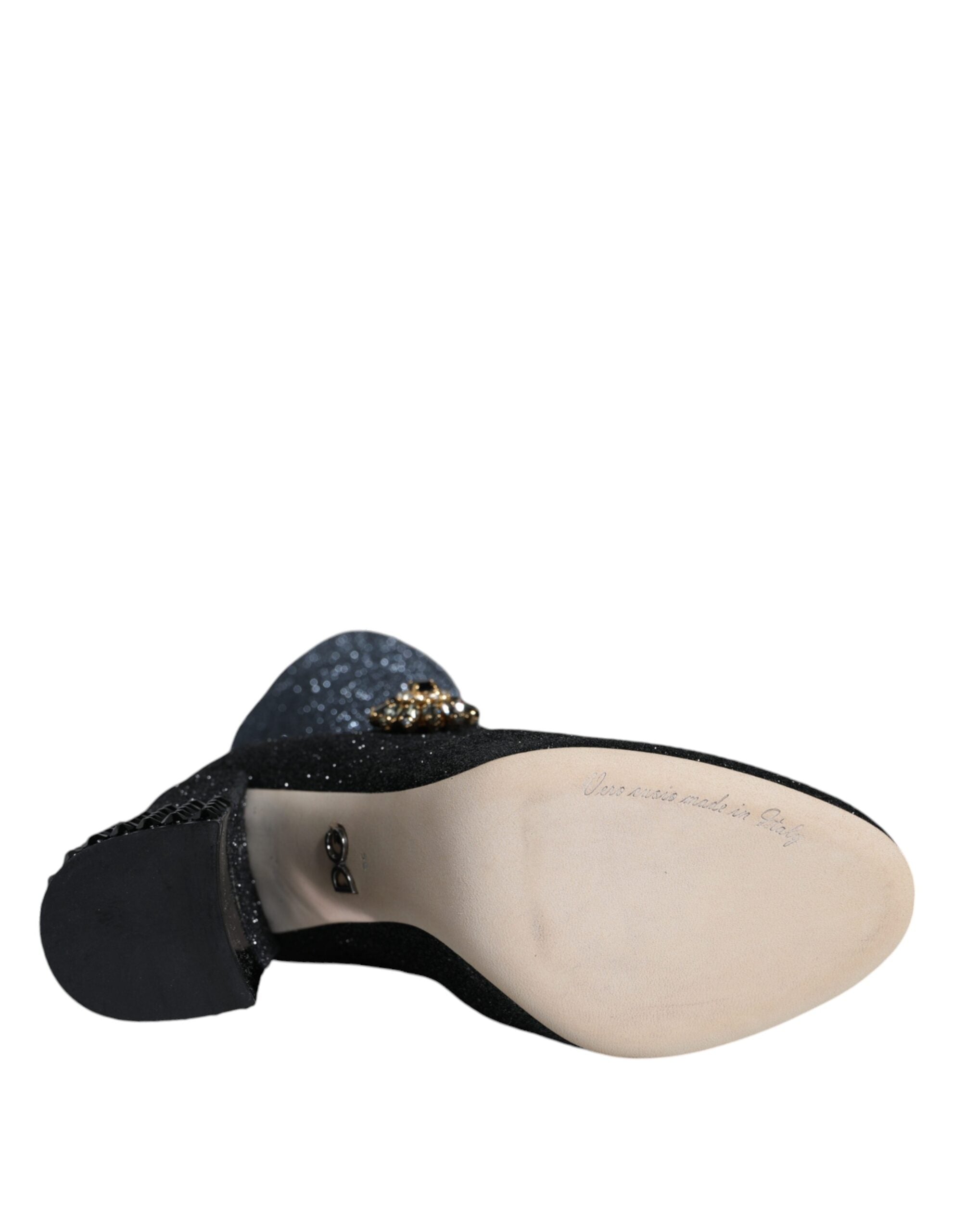 Dolce & Gabbana Black Crystal Mary Jane Booties Shoes-6
