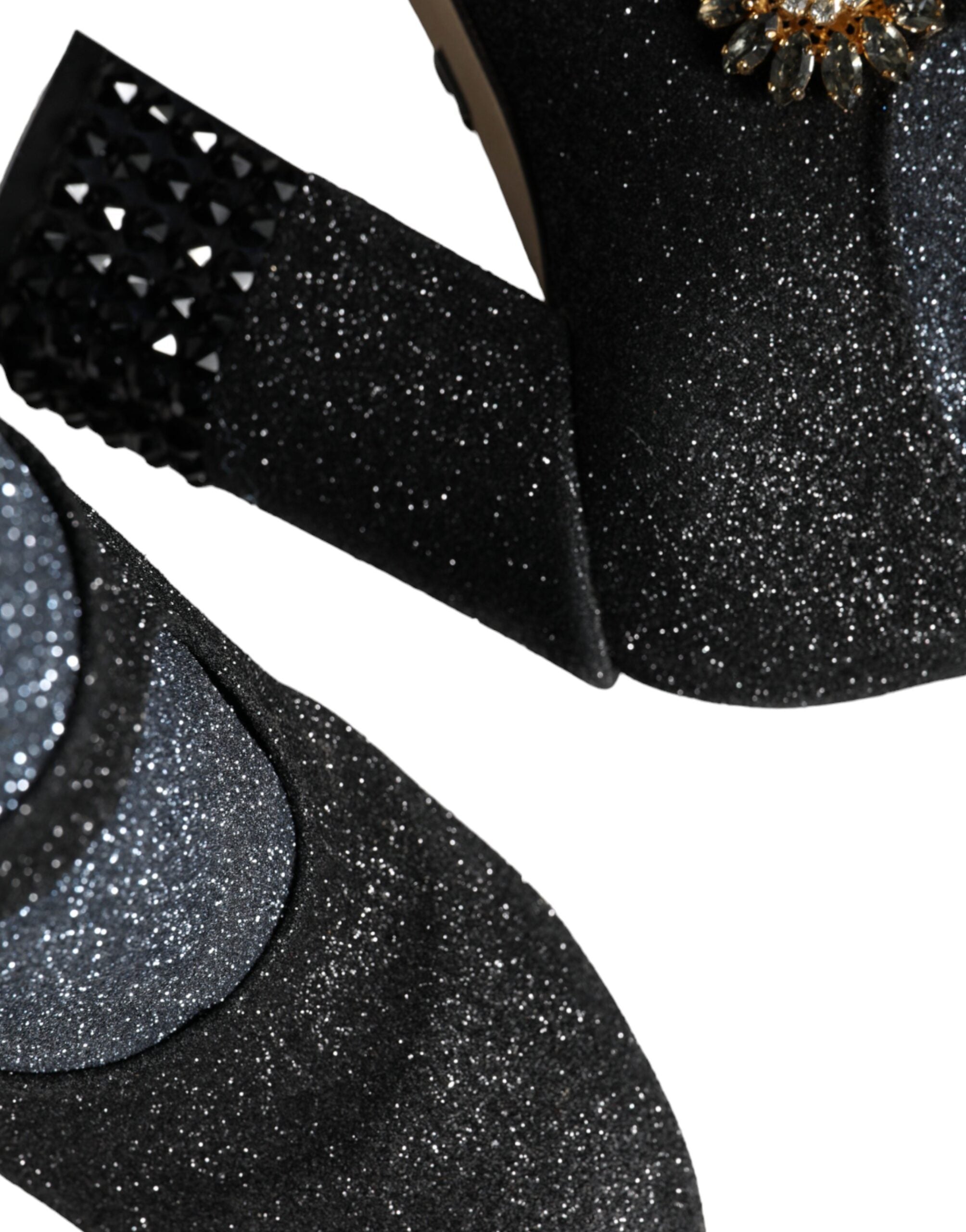 Dolce & Gabbana Black Crystal Mary Jane Booties Shoes-8