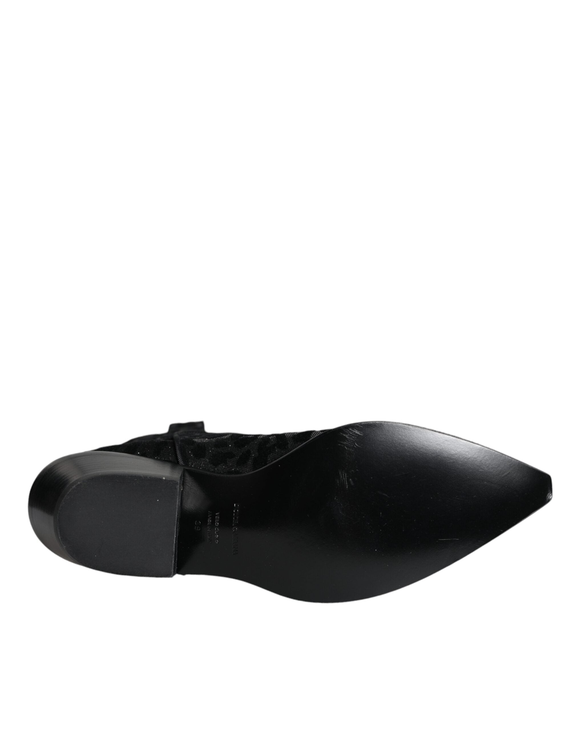Dolce & Gabbana Black Grey Leopard Cowboy Boots Shoes-6