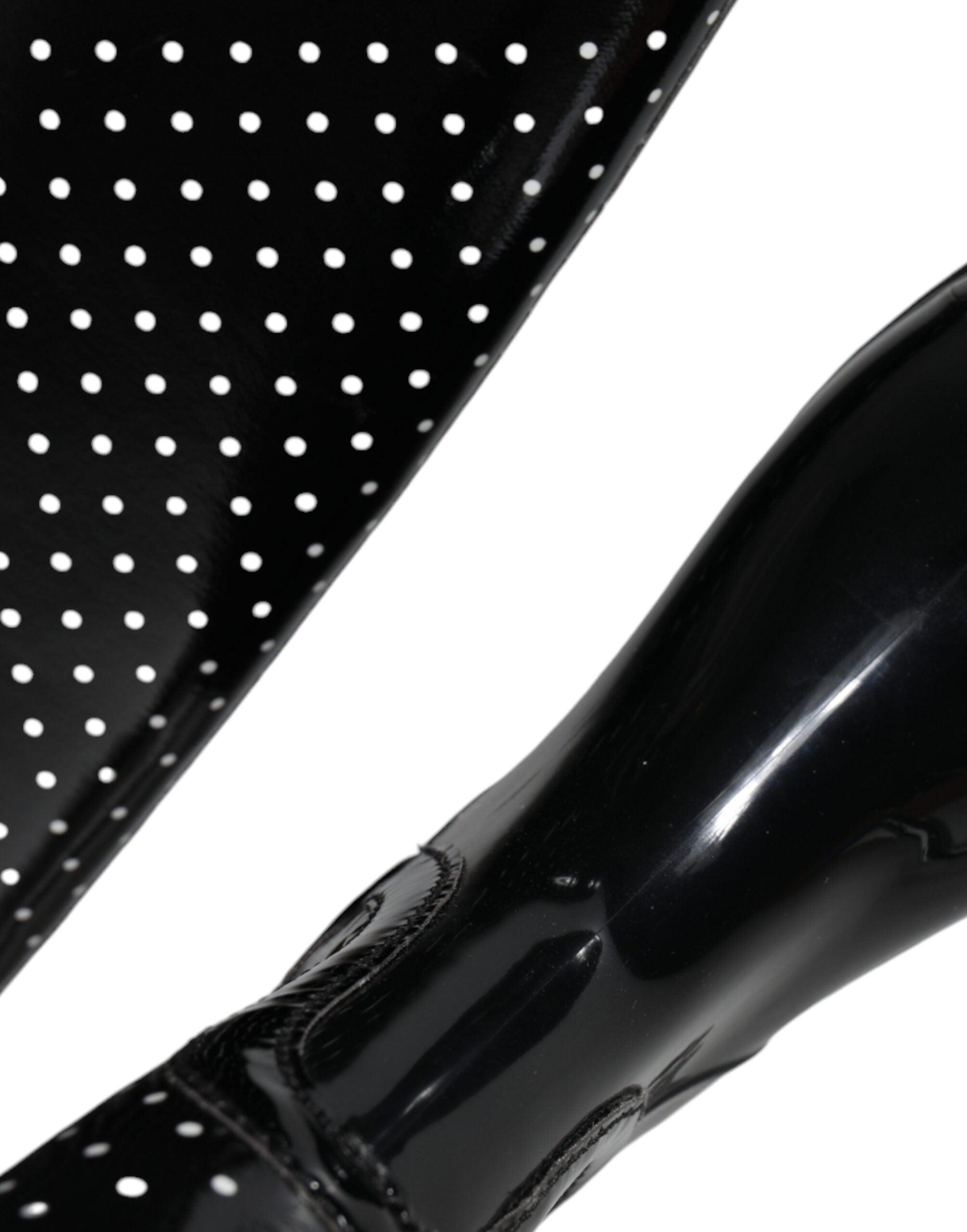 Dolce & Gabbana Schwarze gepunktete kniehohe Gummistiefel Schuhe-7