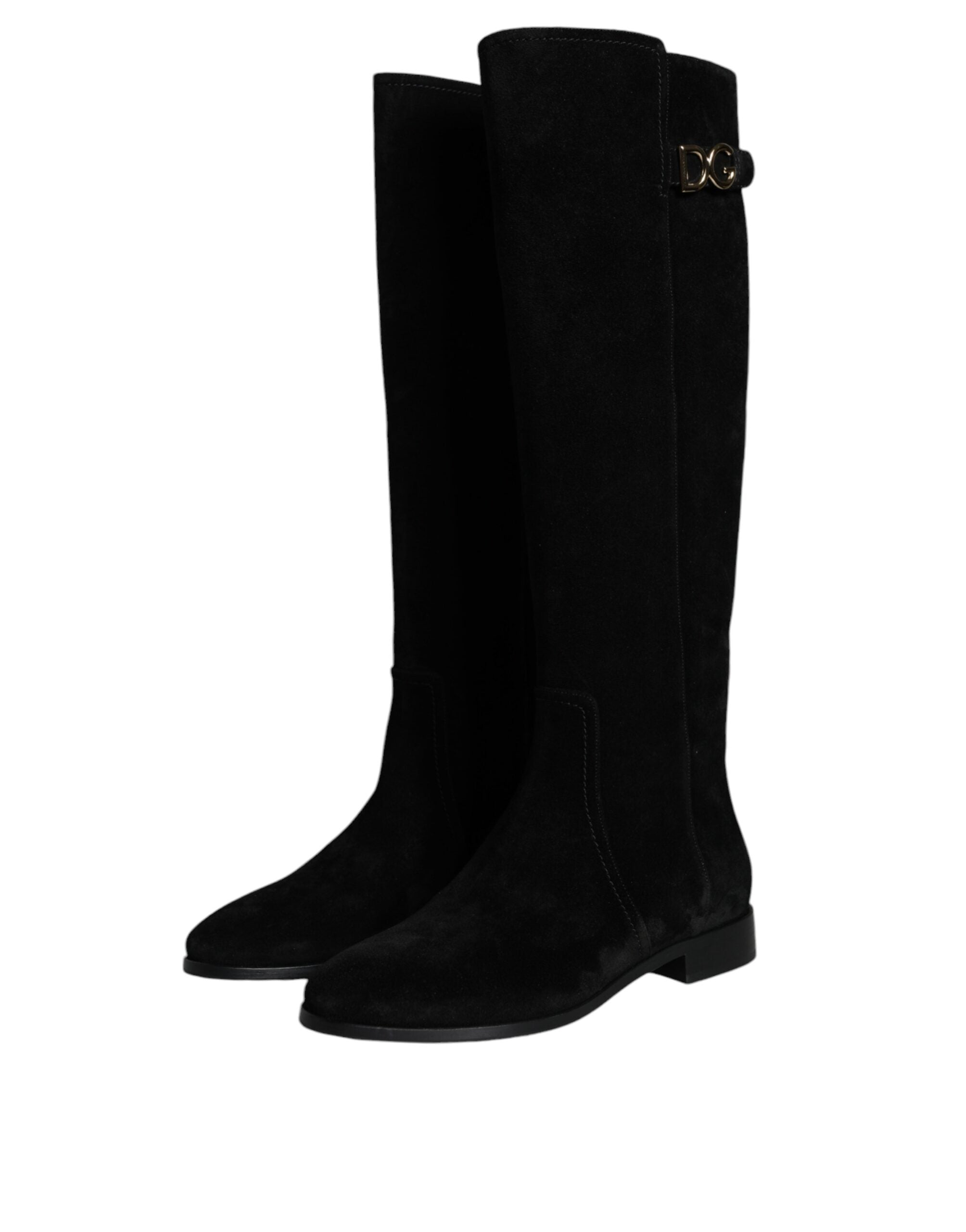 Dolce & Gabbana Black knee-high suede boots-3