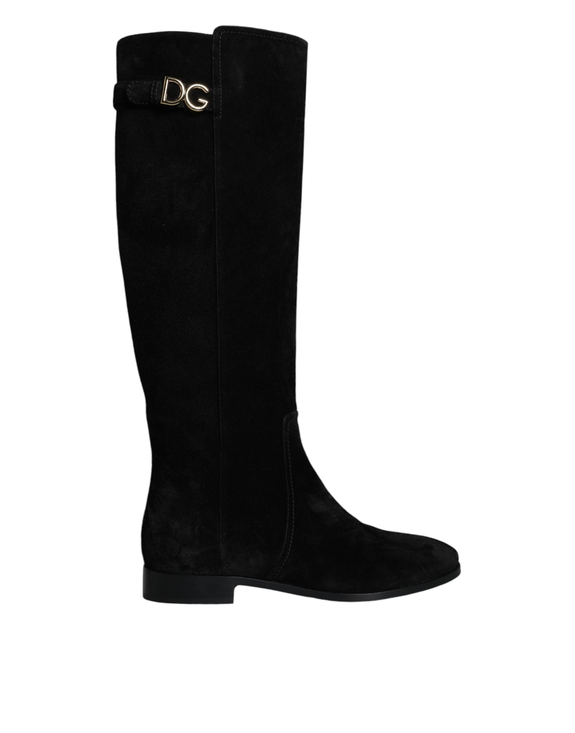 Dolce & Gabbana Black knee-high suede boots-4