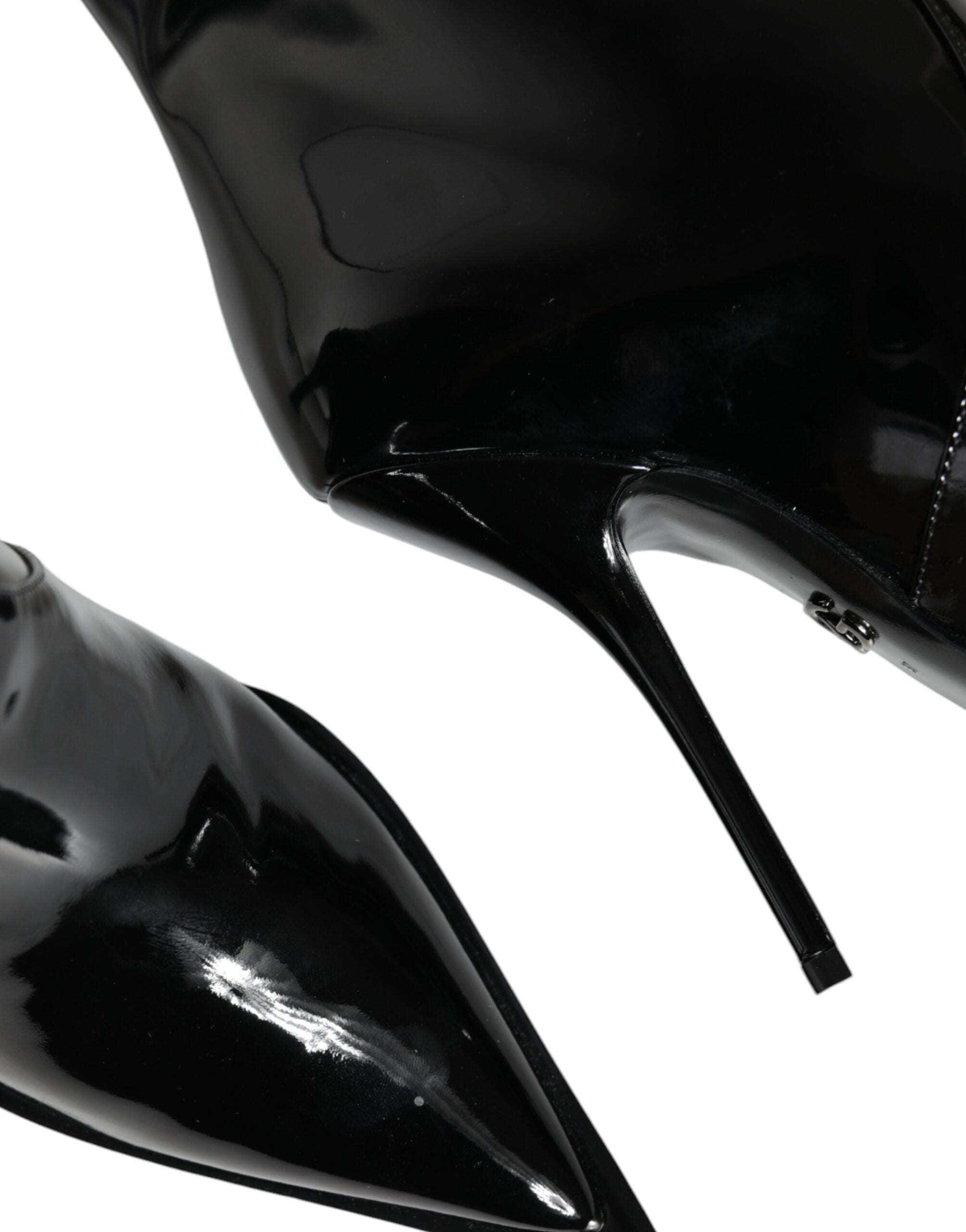 Dolce & Gabbana Black Patent Leather Mid Calf Boots Shoes-7