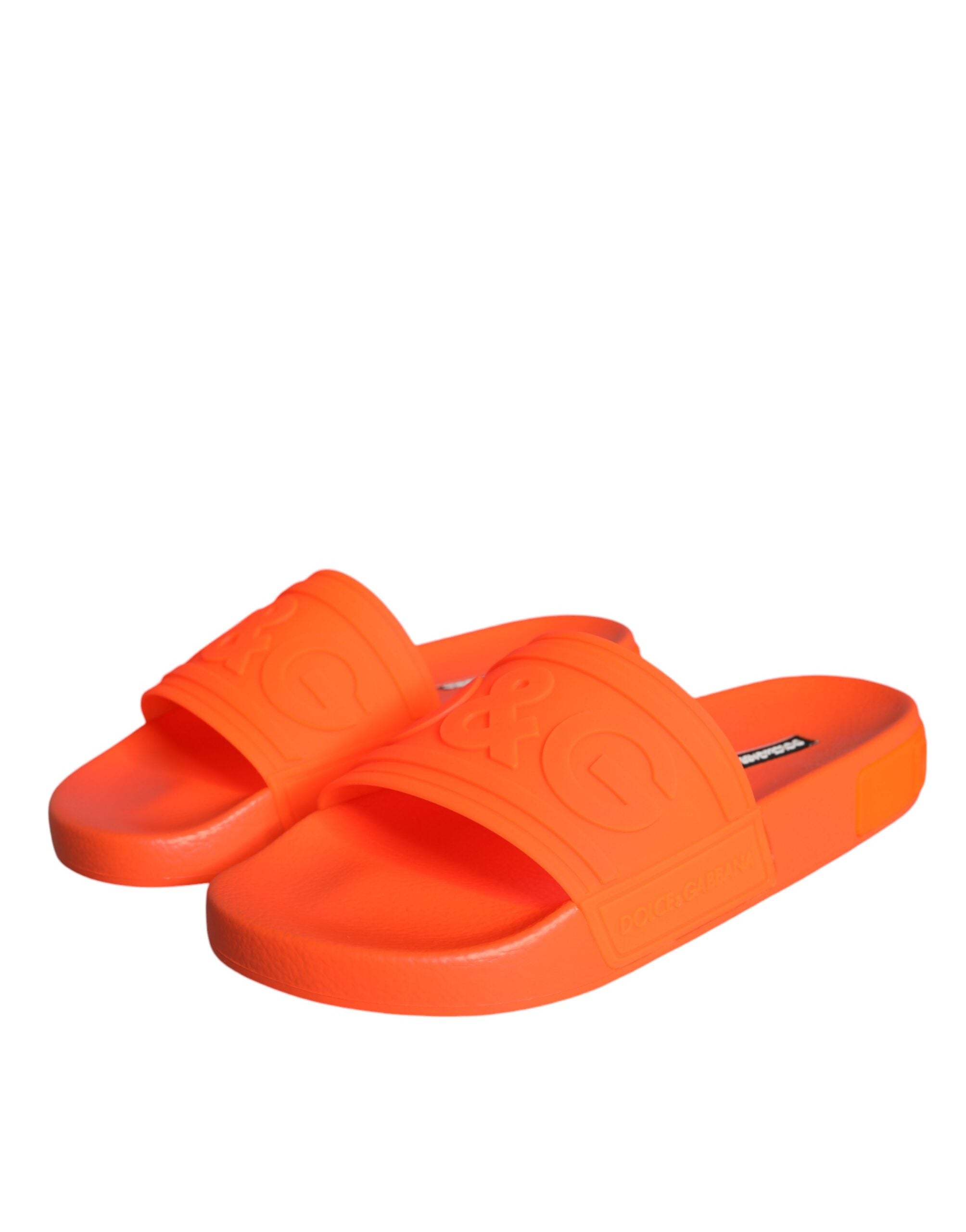 Dolce & Gabbana Orange Rubber Slide Sandals Bath Shoes-3