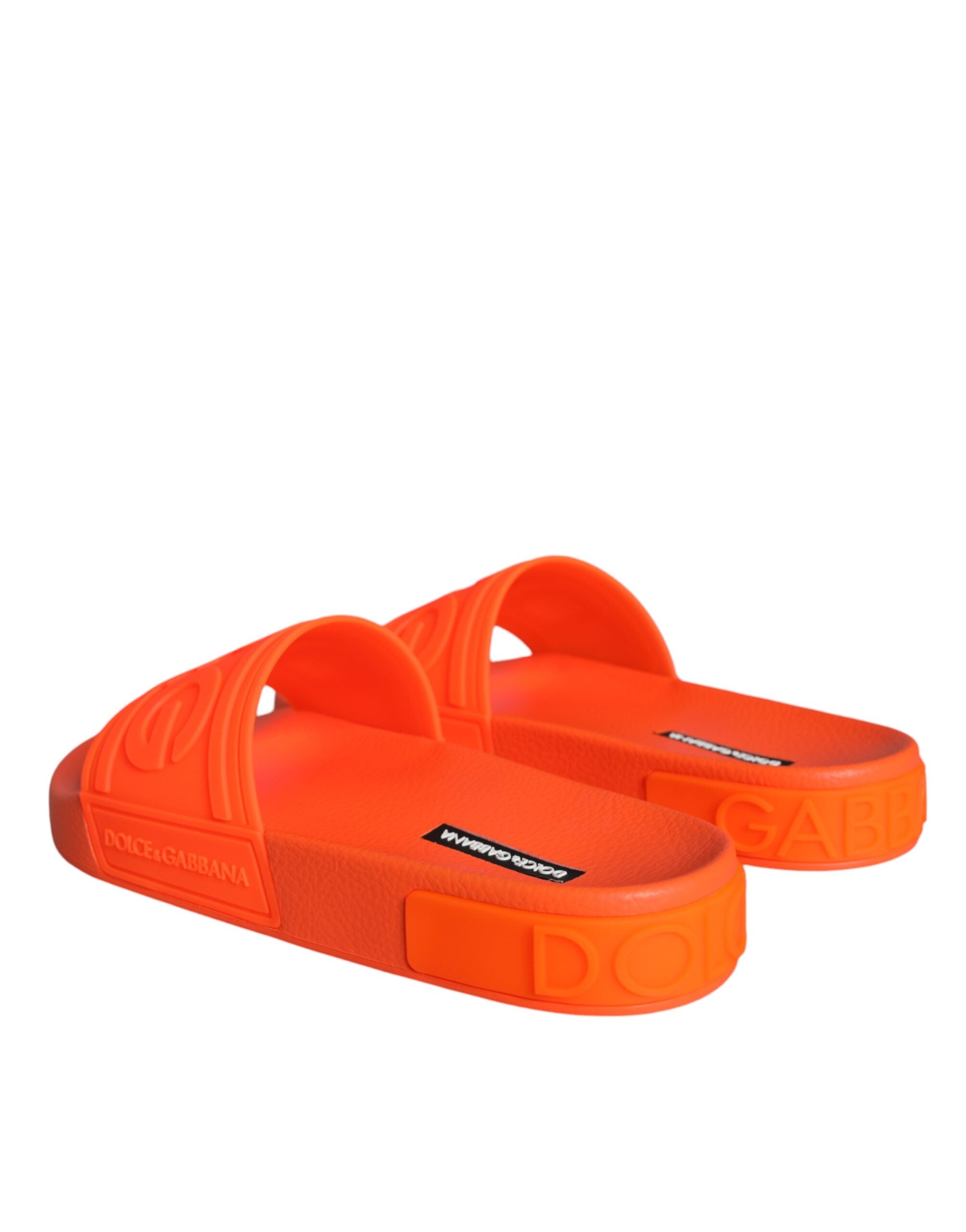 Dolce & Gabbana Orange Rubber Slide Sandals Bath Shoes-4