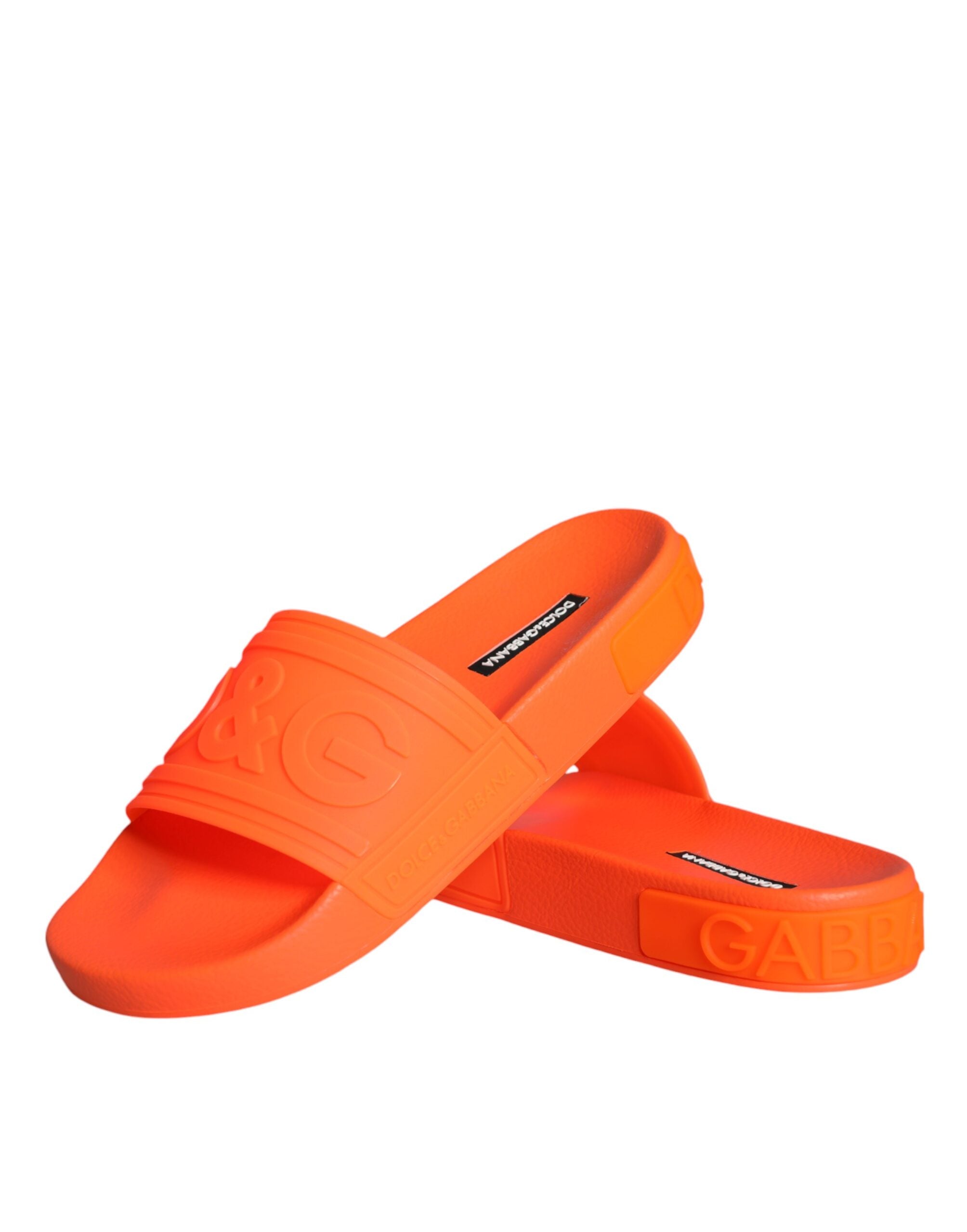 Dolce & Gabbana Orange Rubber Slide Sandals Bath Shoes-5