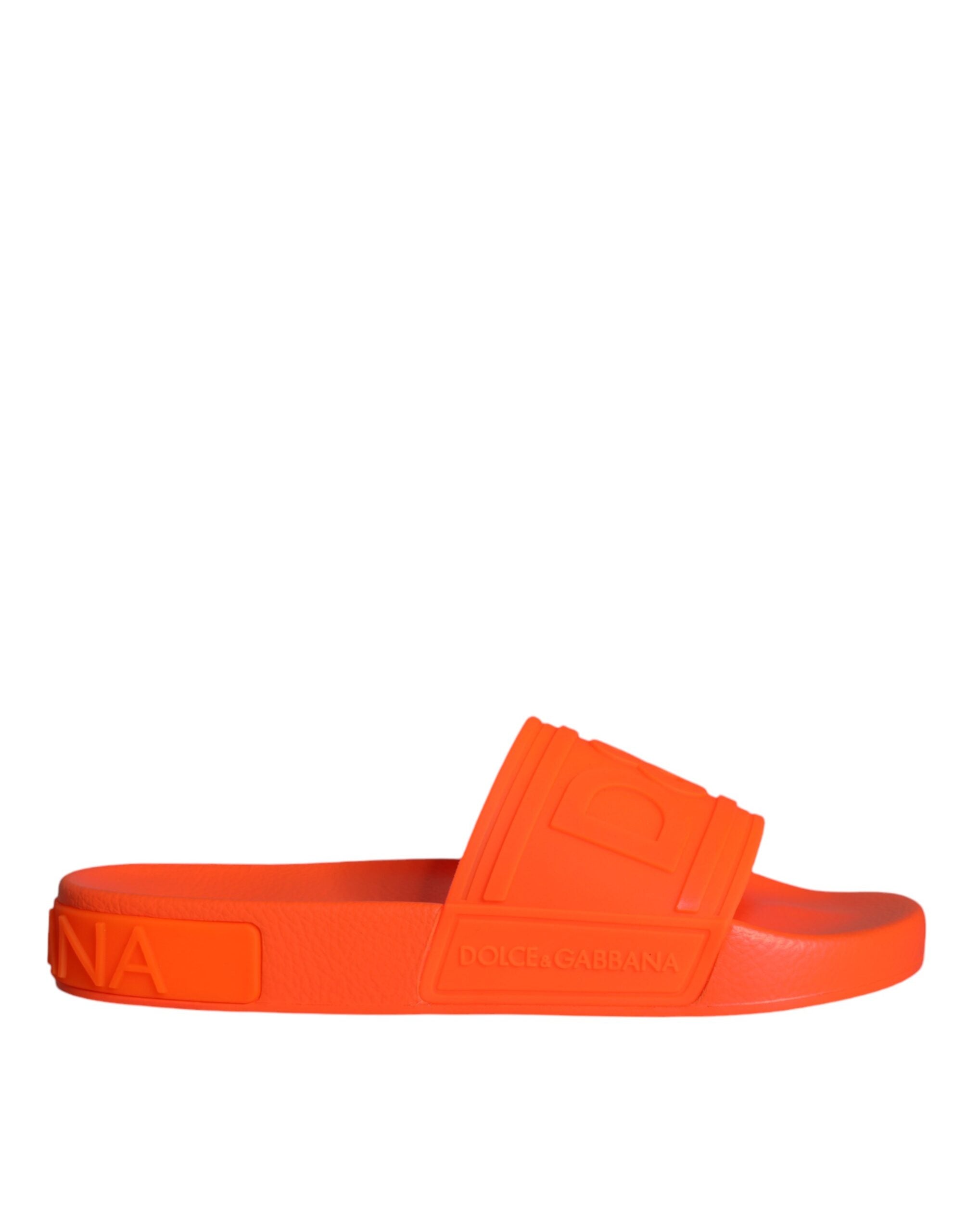 Dolce & Gabbana Orange Rubber Slide Sandals Bath Shoes-1