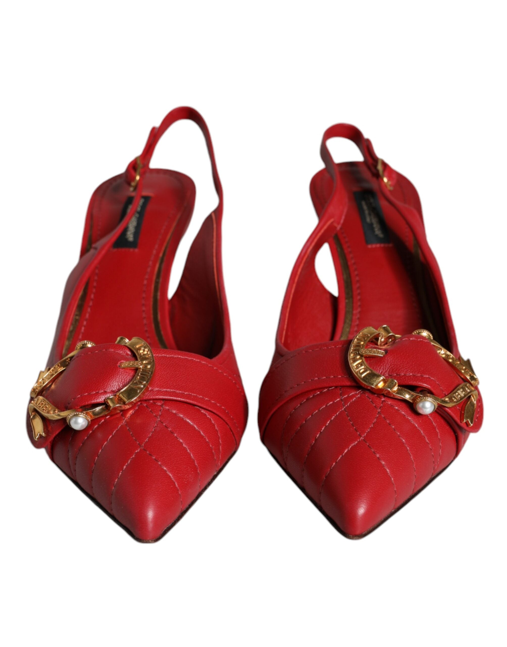 Zapatos de tacón destalonados de piel Dolce & Gabbana Red Devotion-2