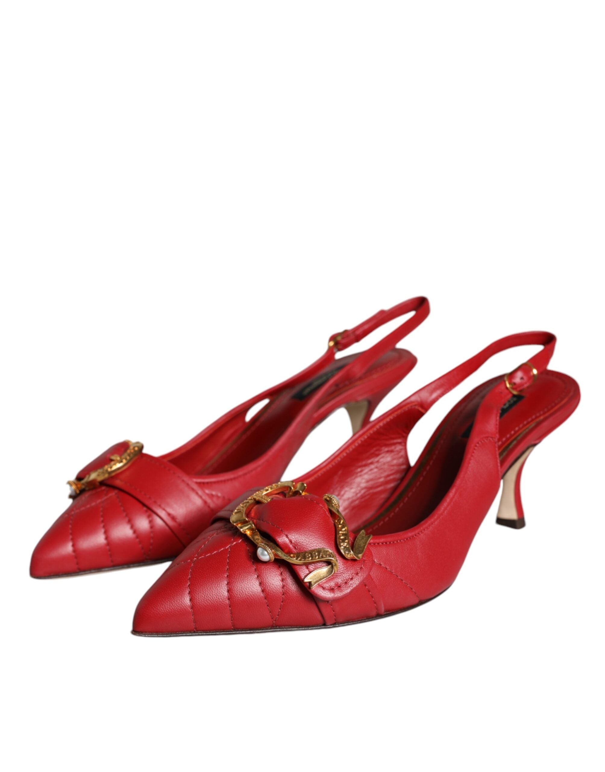 Zapatos de tacón destalonados de piel Dolce & Gabbana Red Devotion-3
