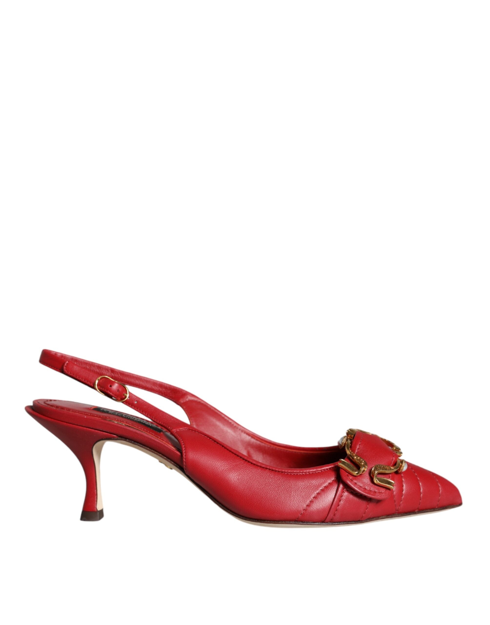 Zapatos de tacón destalonados de piel Dolce & Gabbana Red Devotion-1