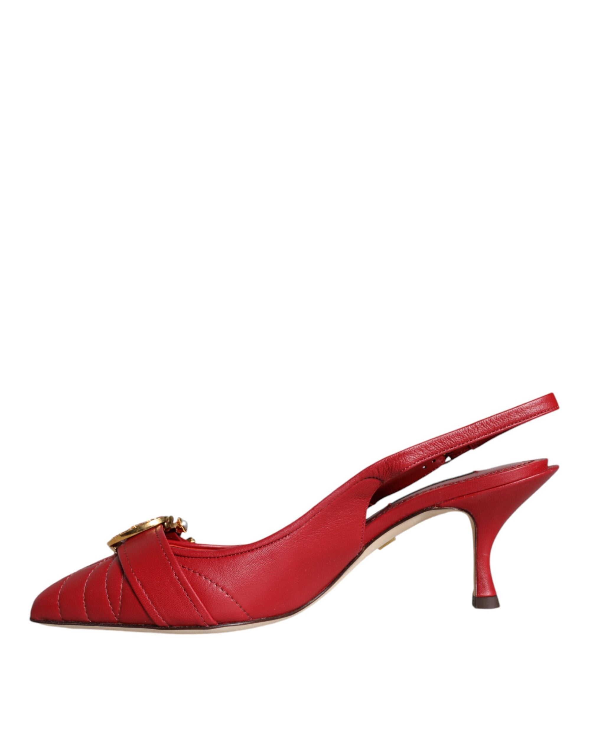 Zapatos de tacón destalonados de piel Dolce & Gabbana Red Devotion-4