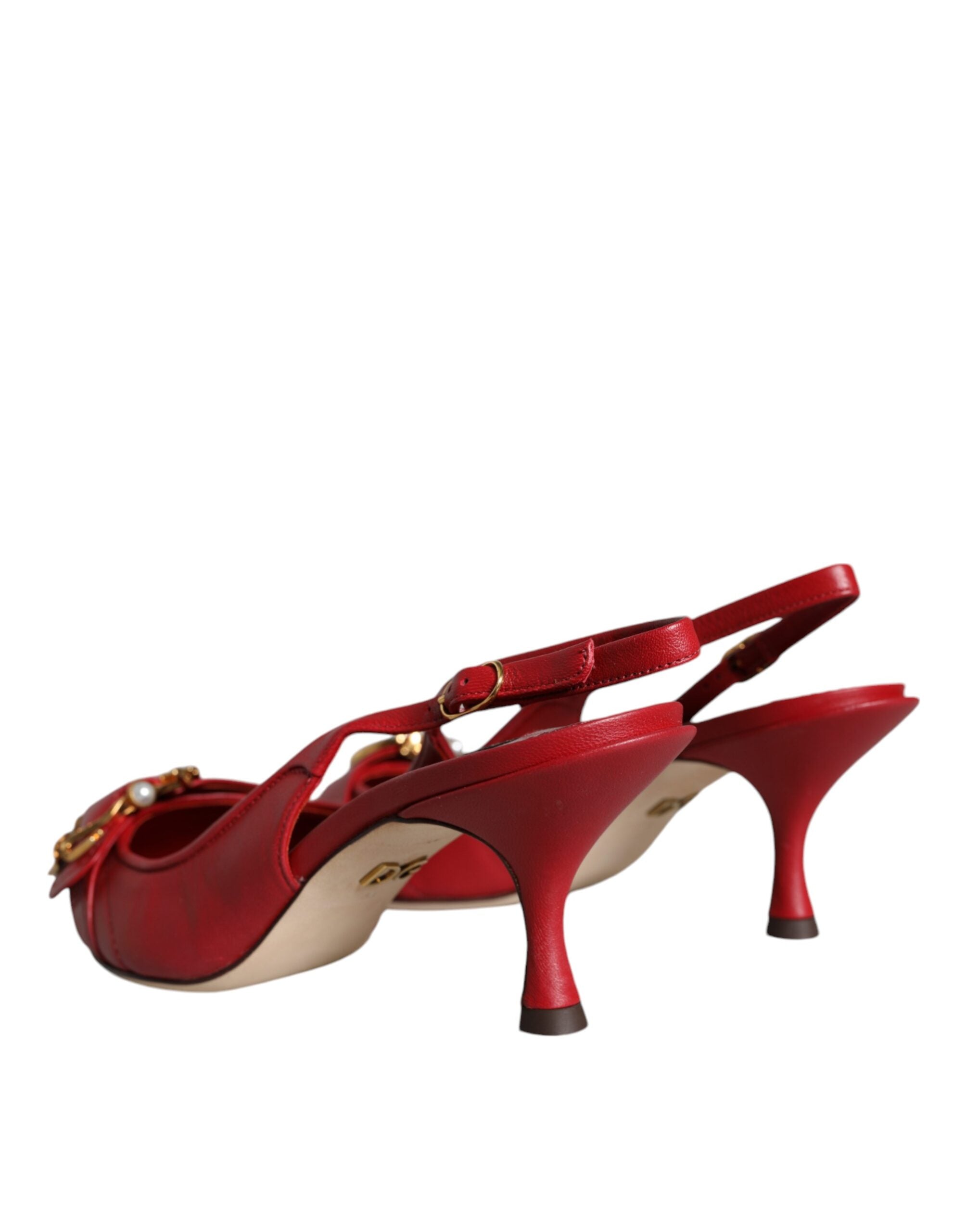 Zapatos de tacón destalonados de piel Dolce & Gabbana Red Devotion-5