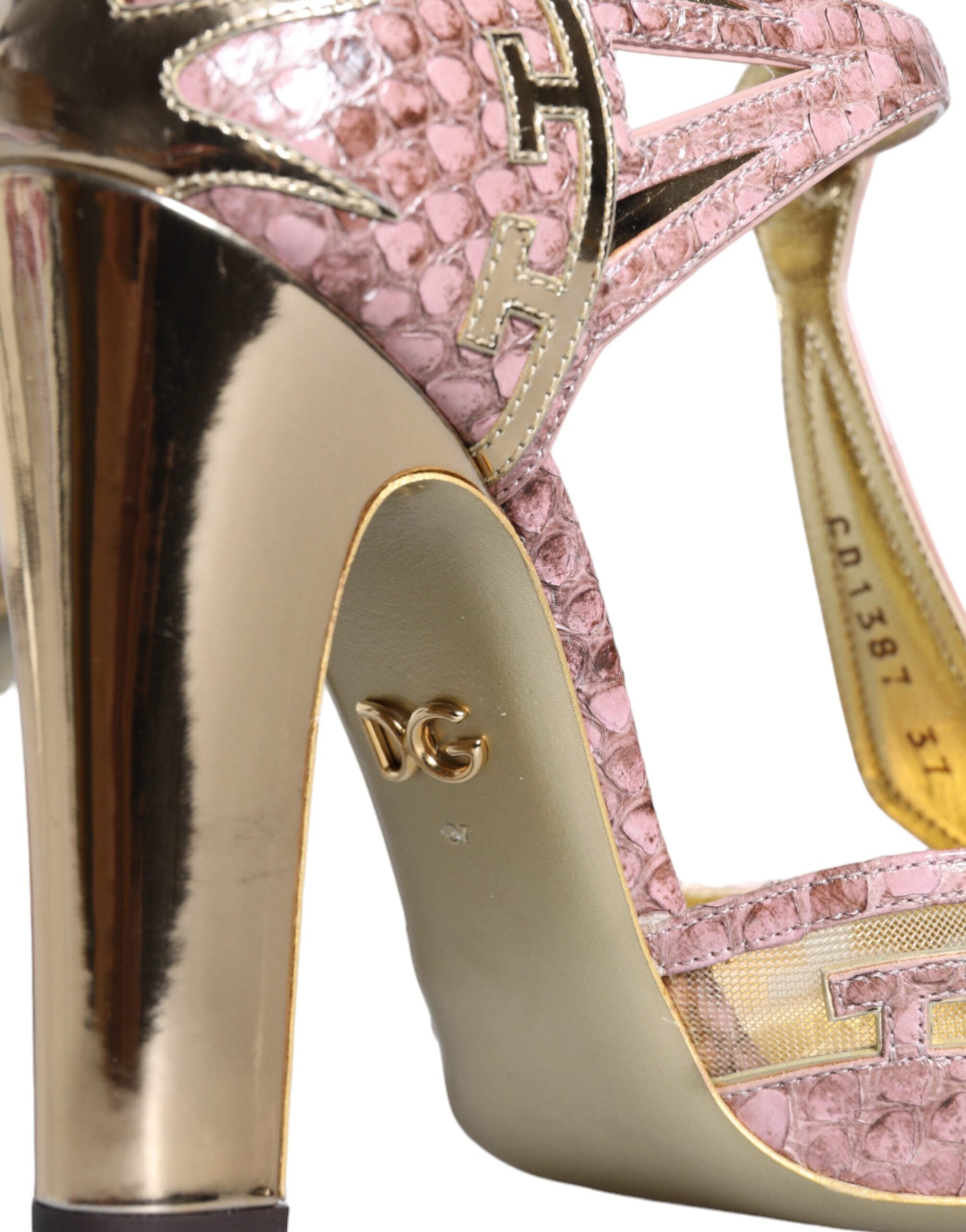 Dolce & Gabbana Rose Gold Leather Pumps T-Strap Sandals Shoes-6