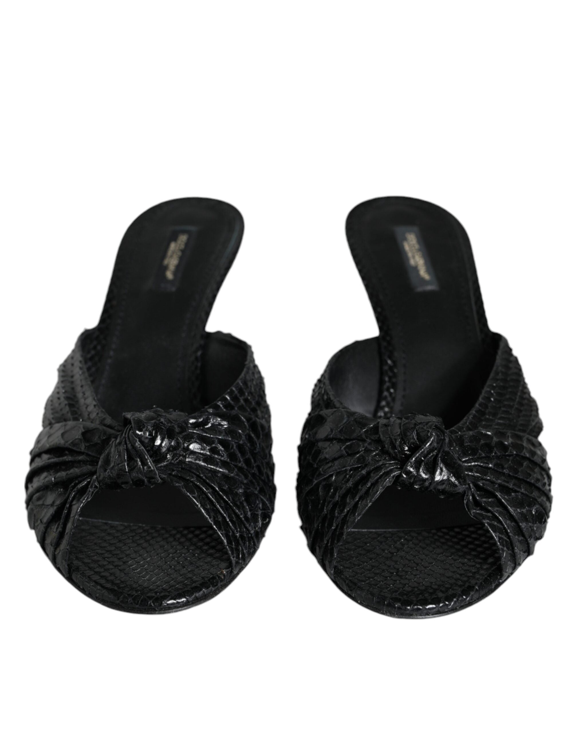 Dolce & Gabbana Schwarz Leder Absätze Sandalen Schuhe-2