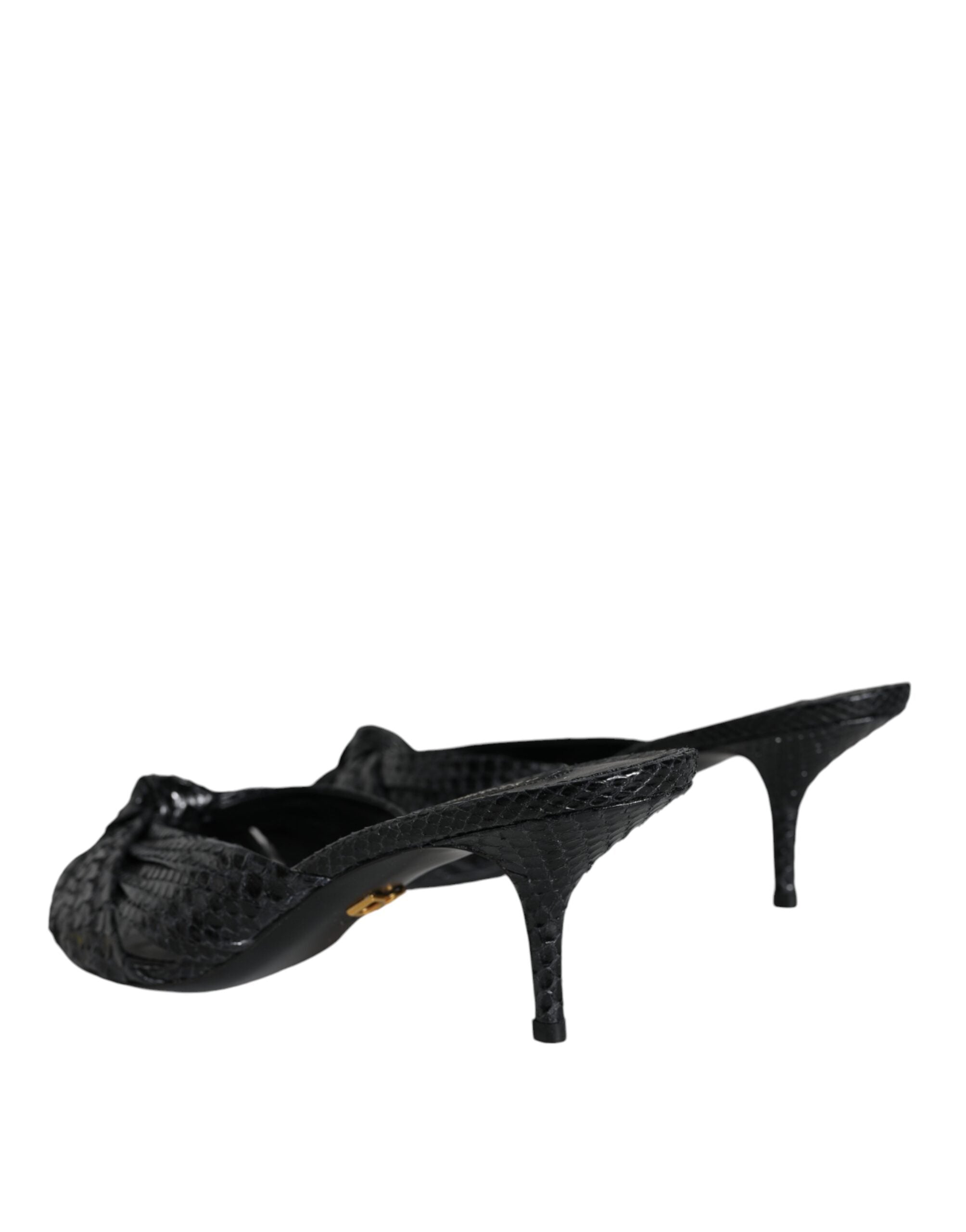 Dolce & Gabbana Schwarz Leder Absätze Sandalen Schuhe-4