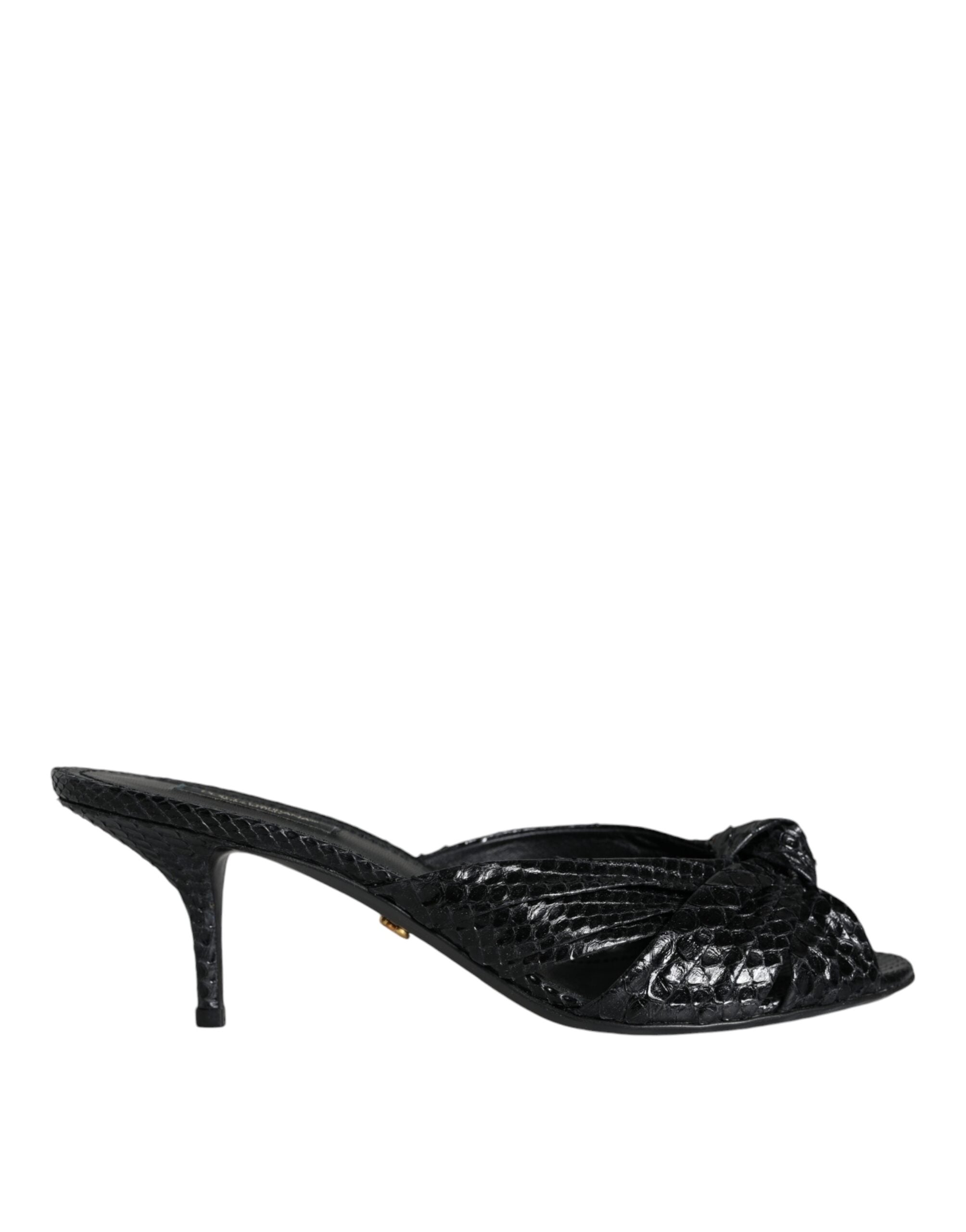 Dolce & Gabbana Schwarz Leder Absätze Sandalen Schuhe-1