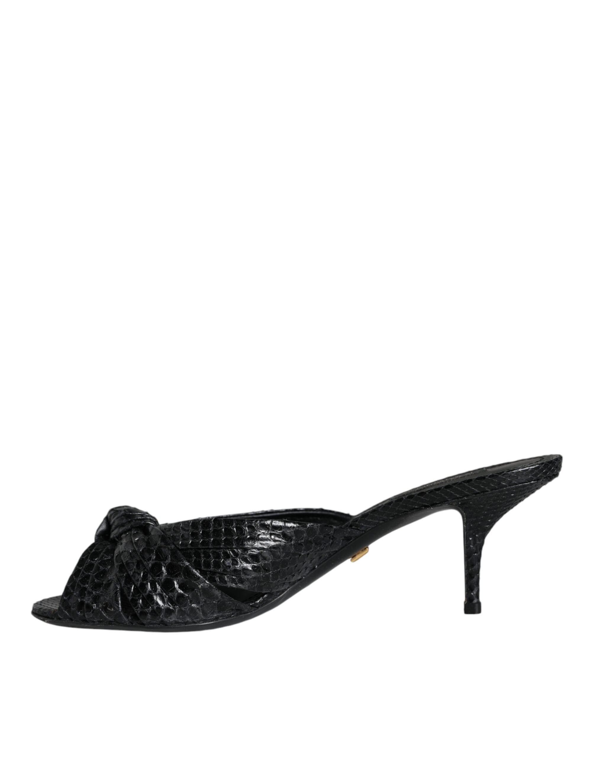 Dolce & Gabbana Schwarz Leder Absätze Sandalen Schuhe-7