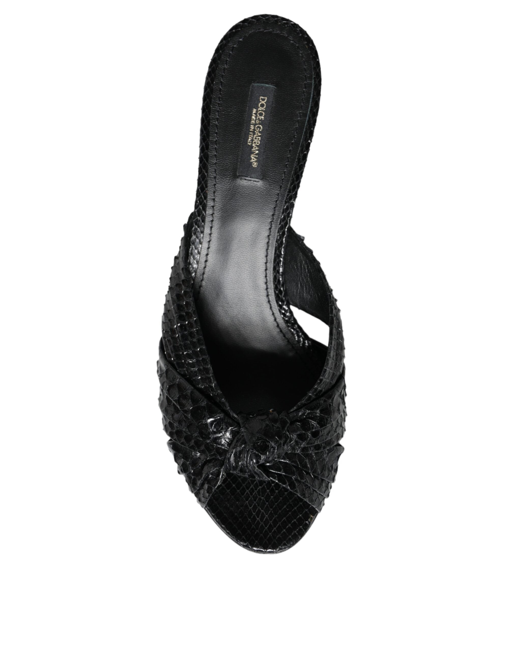 Dolce & Gabbana Schwarz Leder Absätze Sandalen Schuhe-8