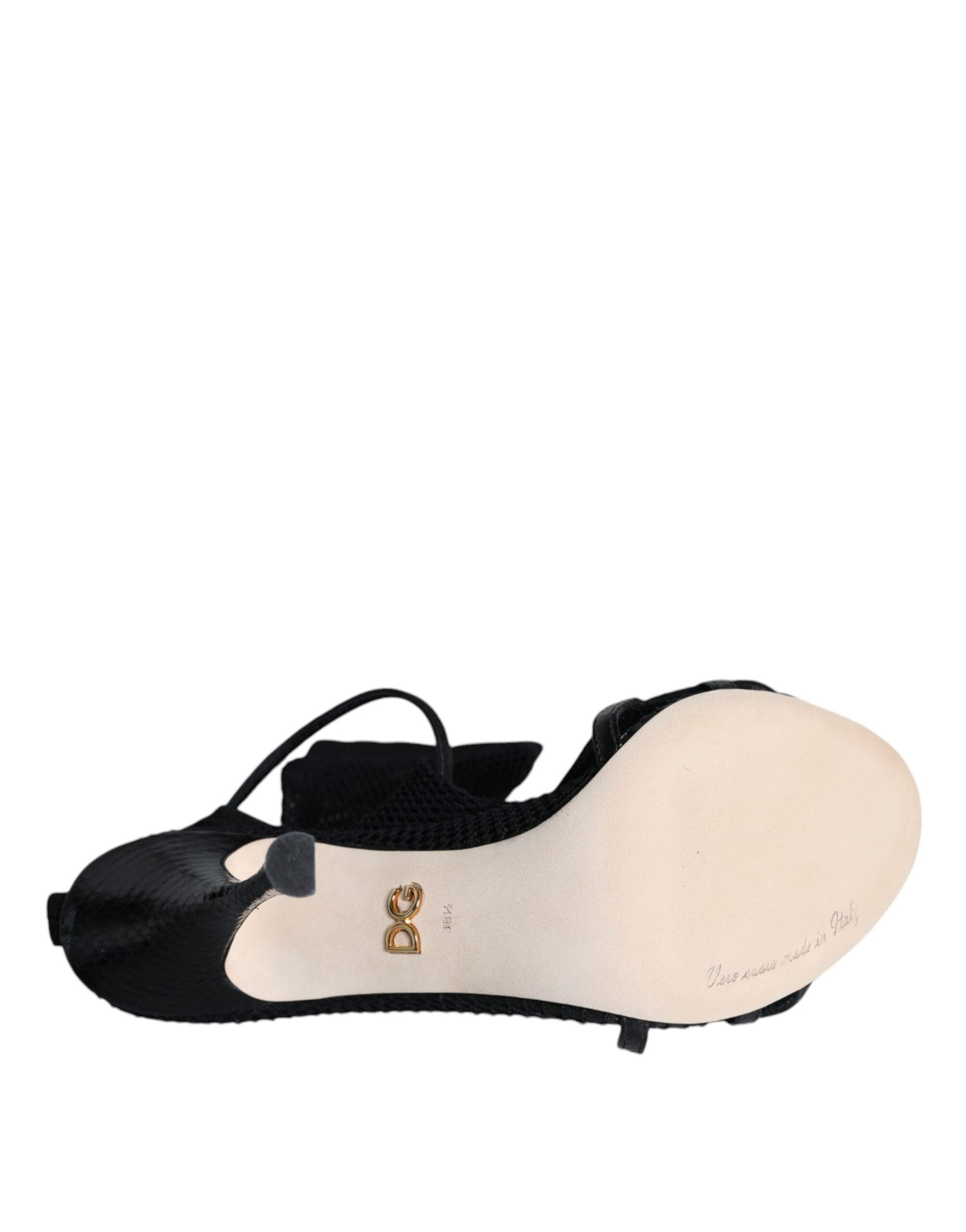 Dolce & Gabbana Black Mesh Stiletto Heels Sandals Shoes-7