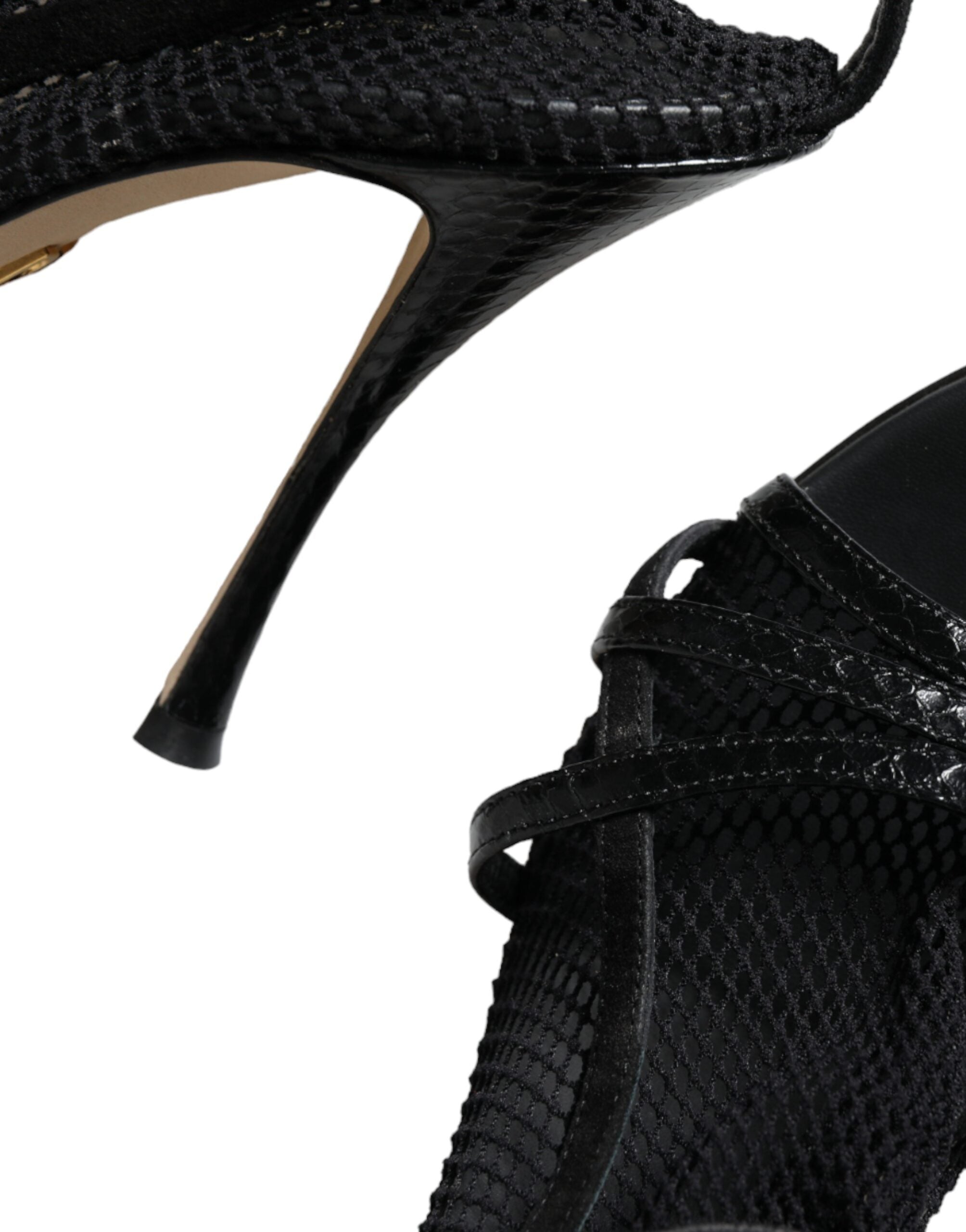 Dolce & Gabbana Black Mesh Stiletto Heels Sandals Shoes-8