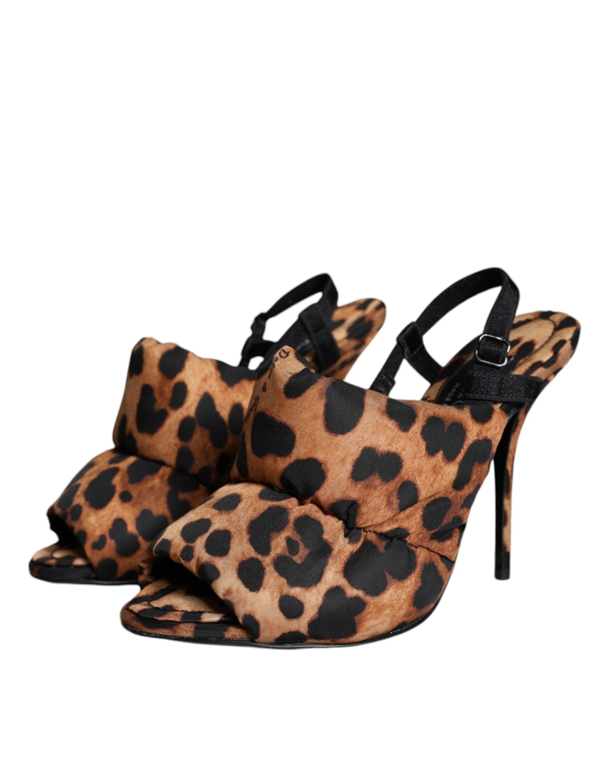 Dolce & Gabbana Braun Leopard Keira Slingback Sandalen Schuhe-3