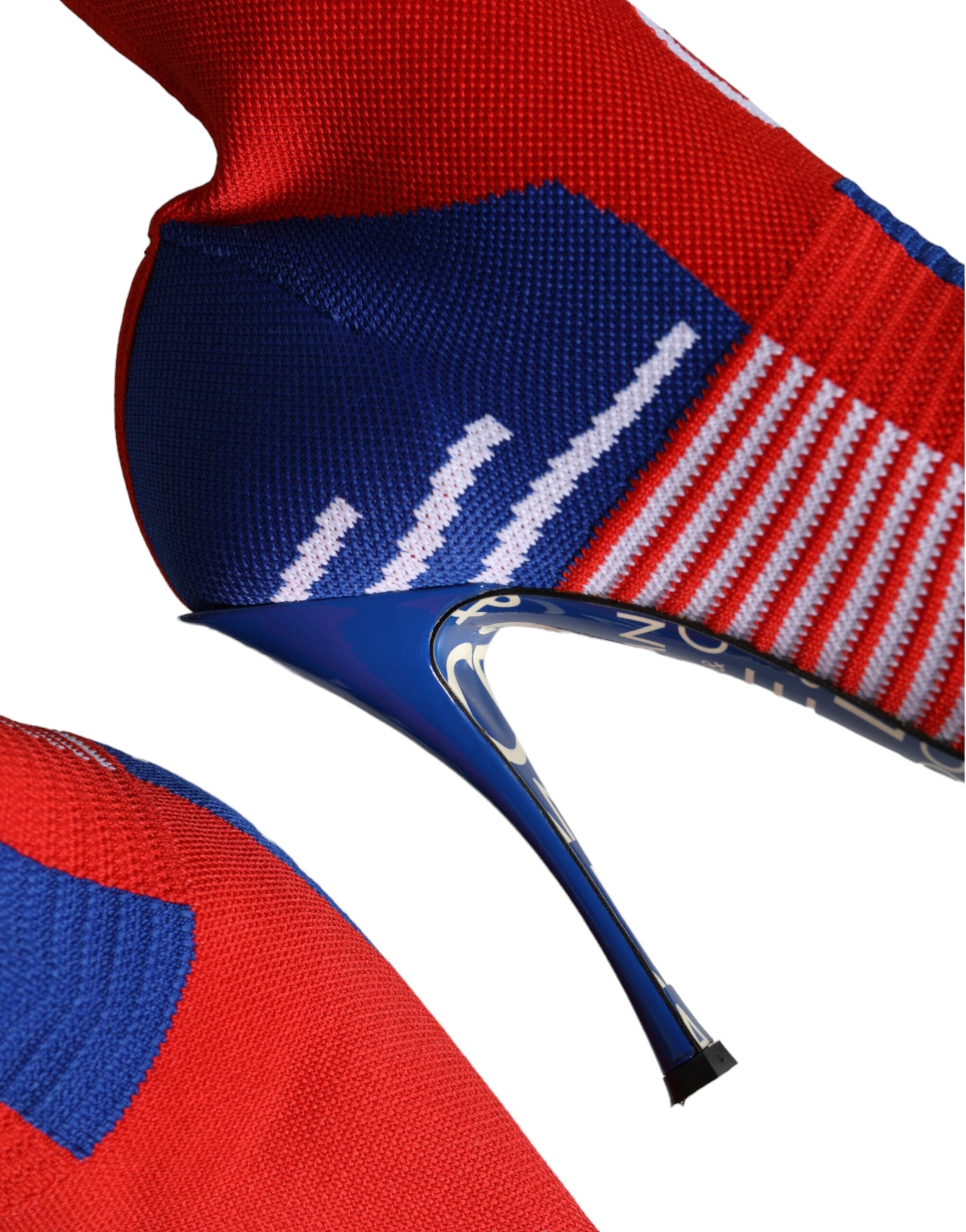 Dolce & Gabbana Red Blue Stretch Sock Style Ankle Boots Logo Shoes-8