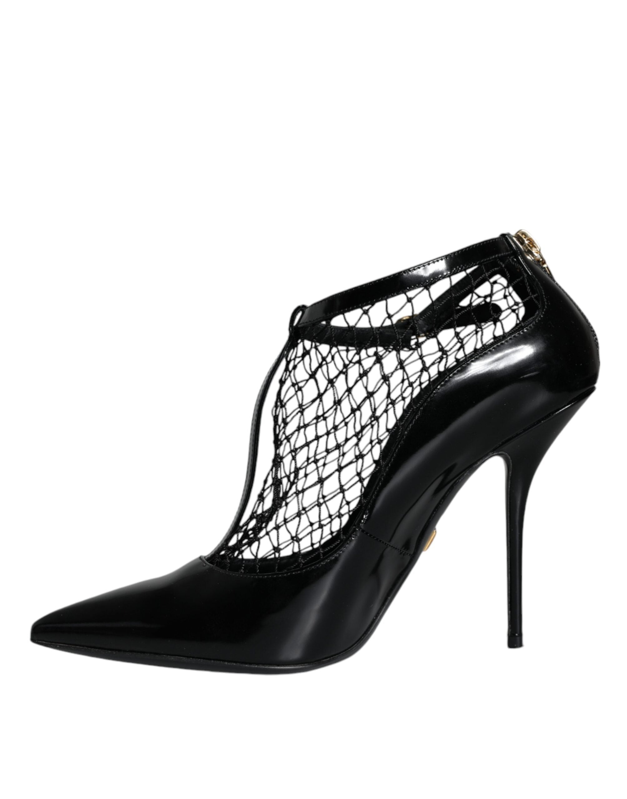 Dolce & Gabbana Schwarz Mesh Lackleder Heels Pumps Schuhe-5