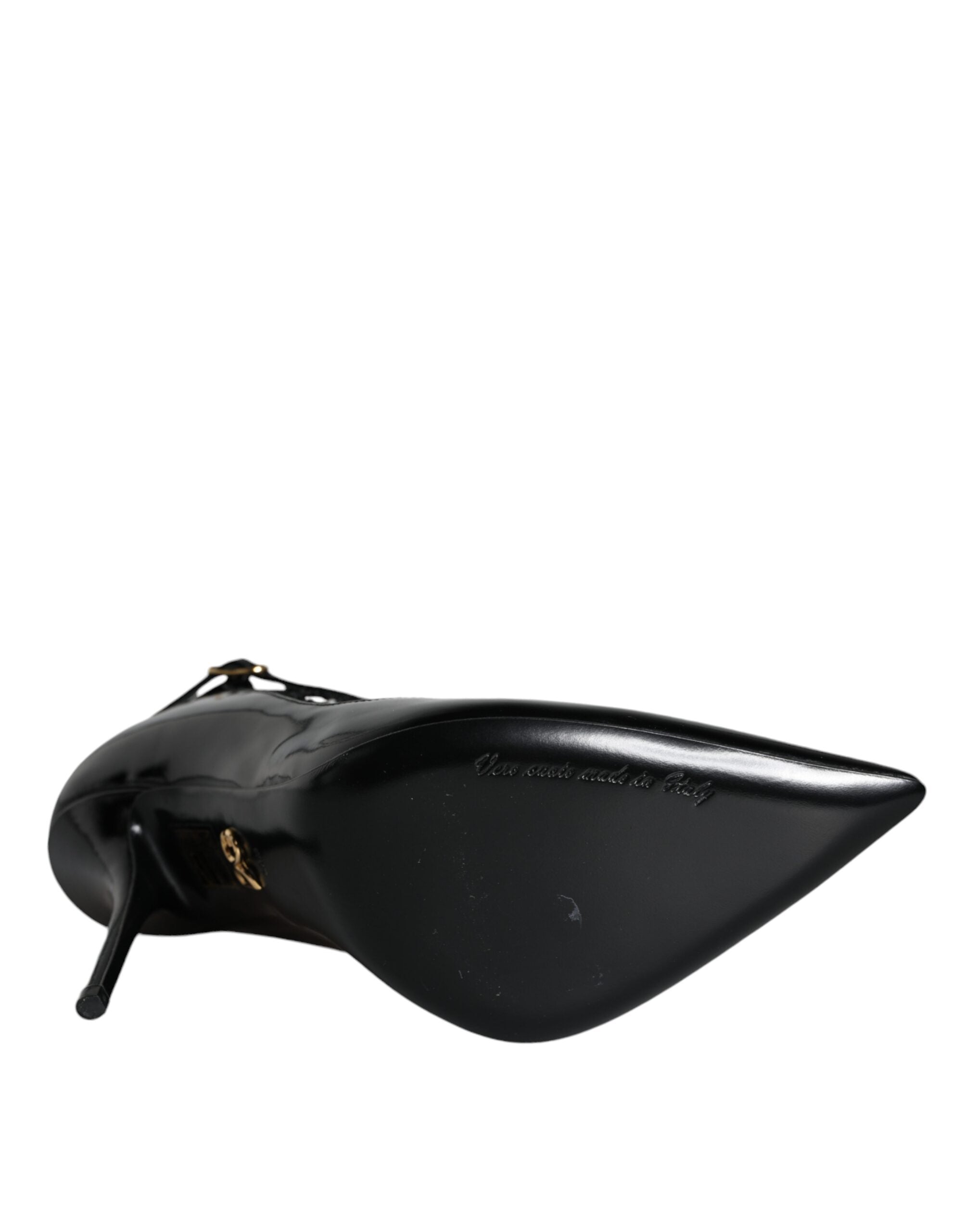 Dolce & Gabbana Schwarz Mesh Lackleder Heels Pumps Schuhe-7