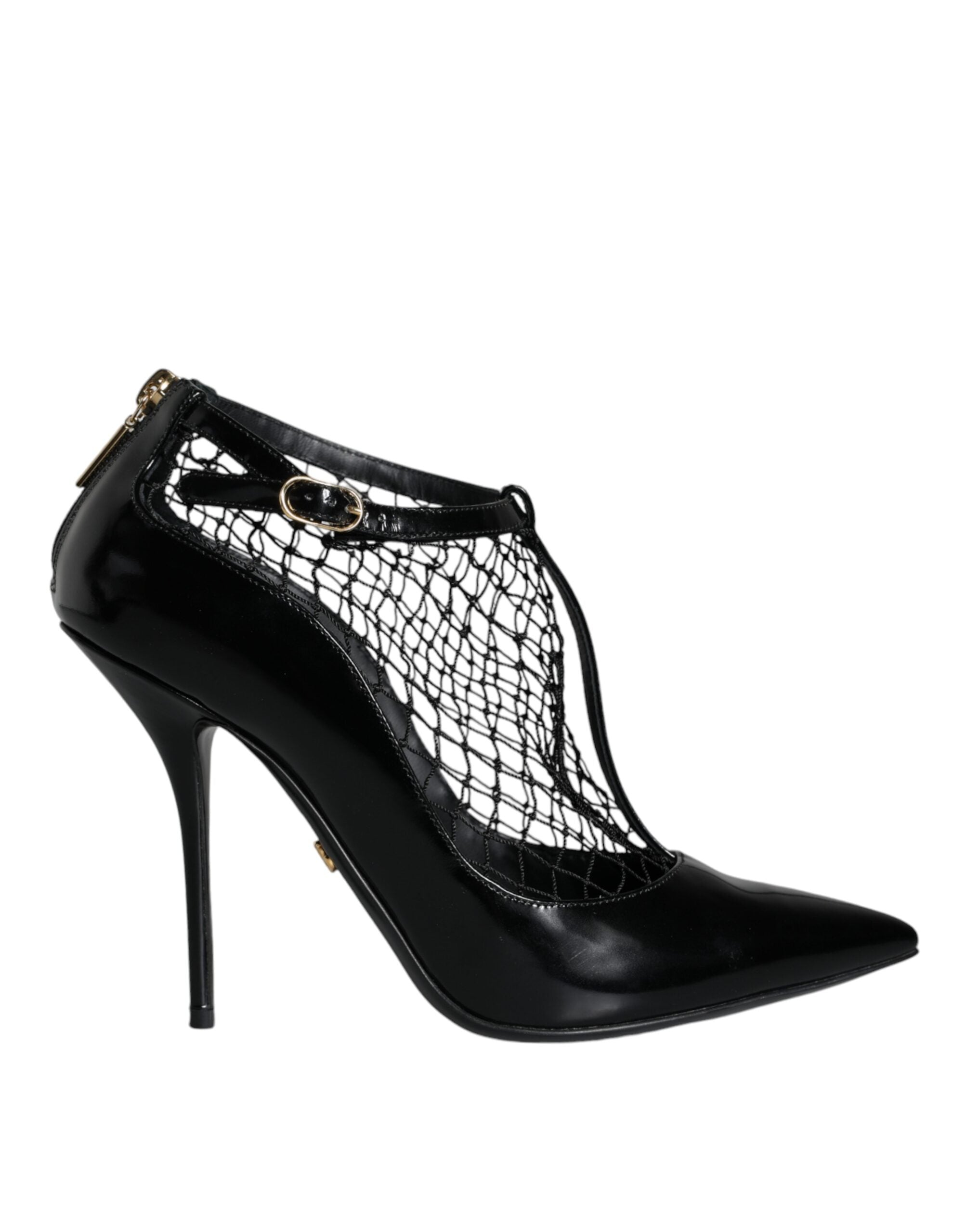 Dolce & Gabbana Schwarz Mesh Lackleder Heels Pumps Schuhe-1