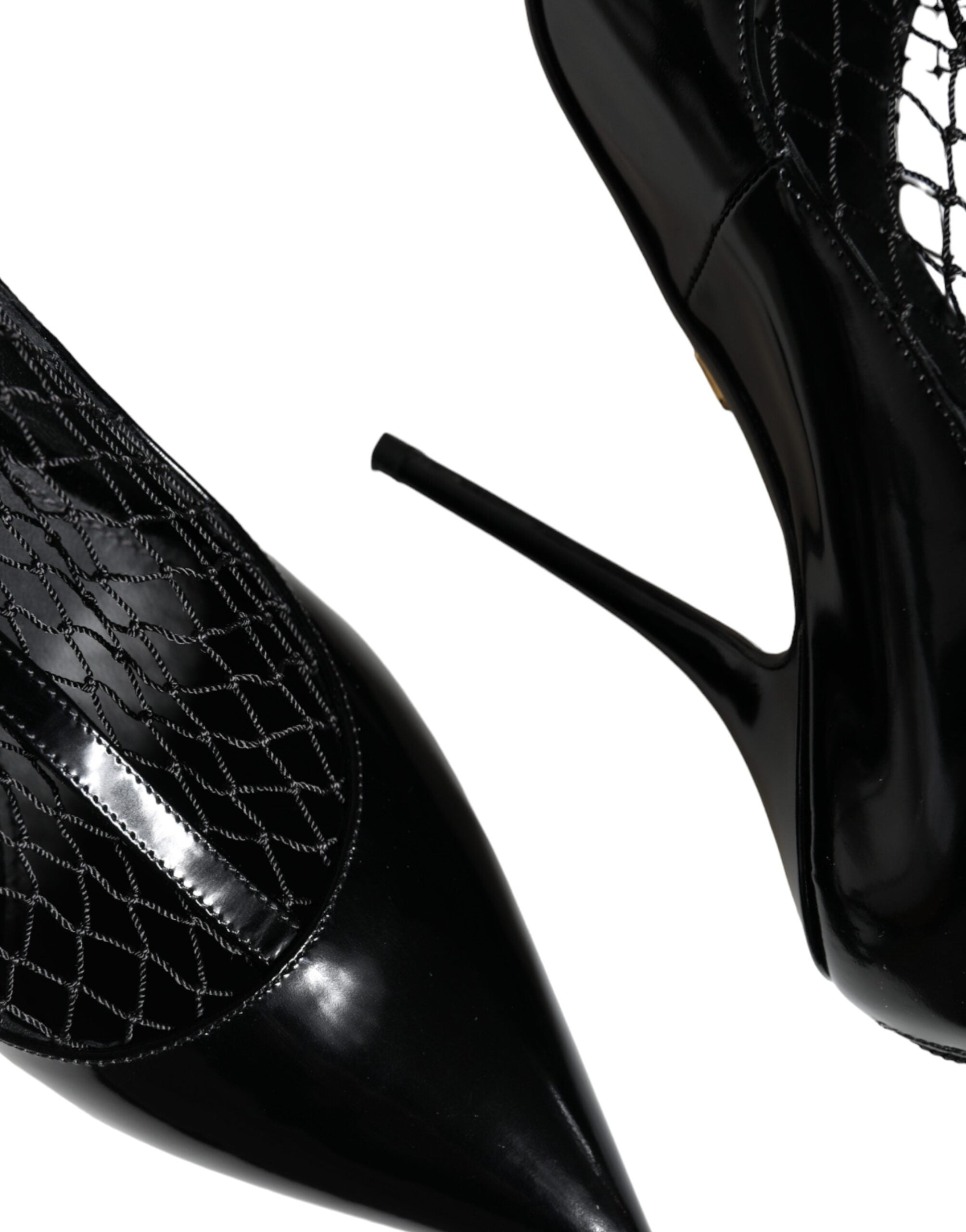 Dolce & Gabbana Schwarz Mesh Lackleder Heels Pumps Schuhe-8