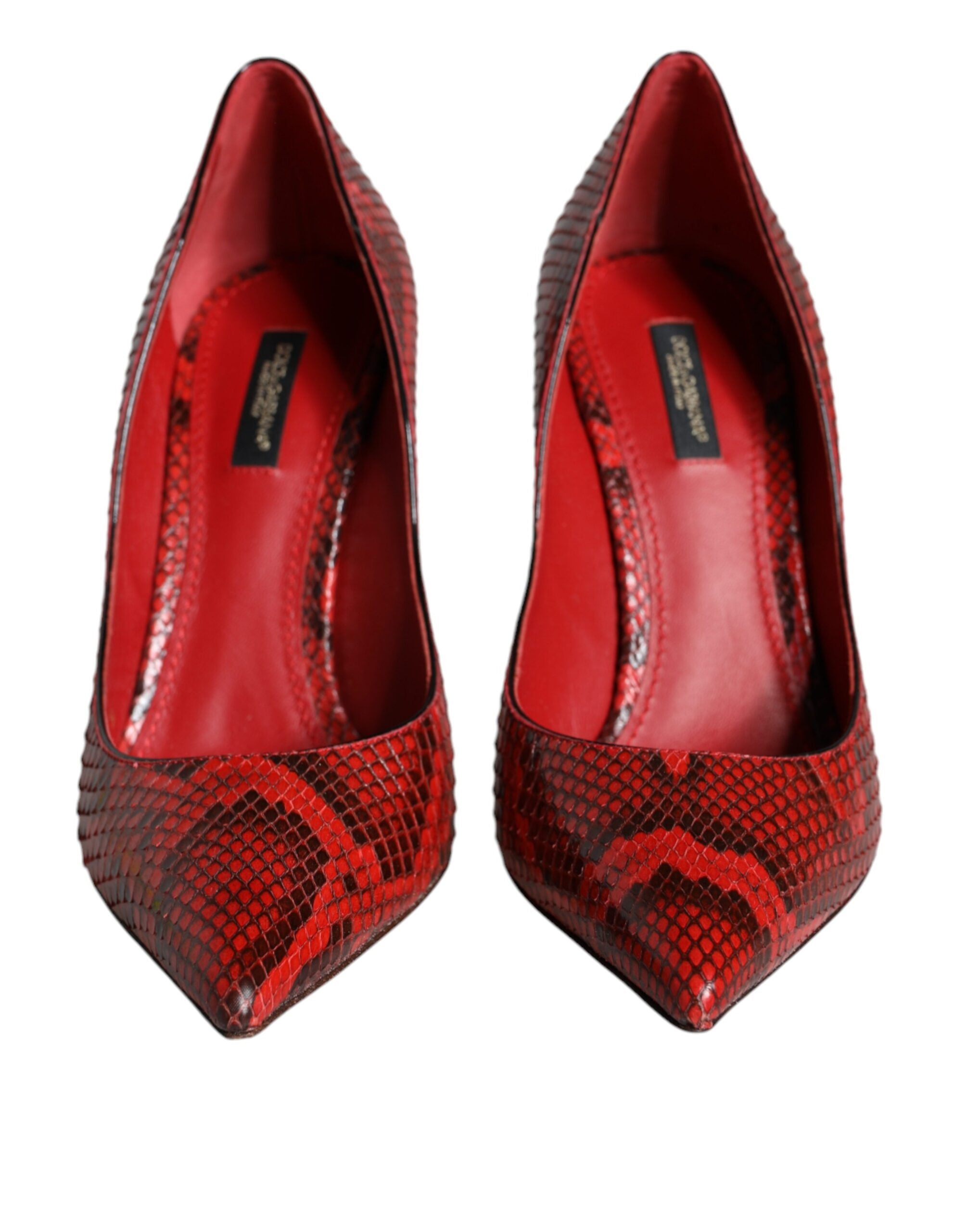 Dolce & Gabbana Rote Leder Stiletto High Heels Pumps Schuhe-2