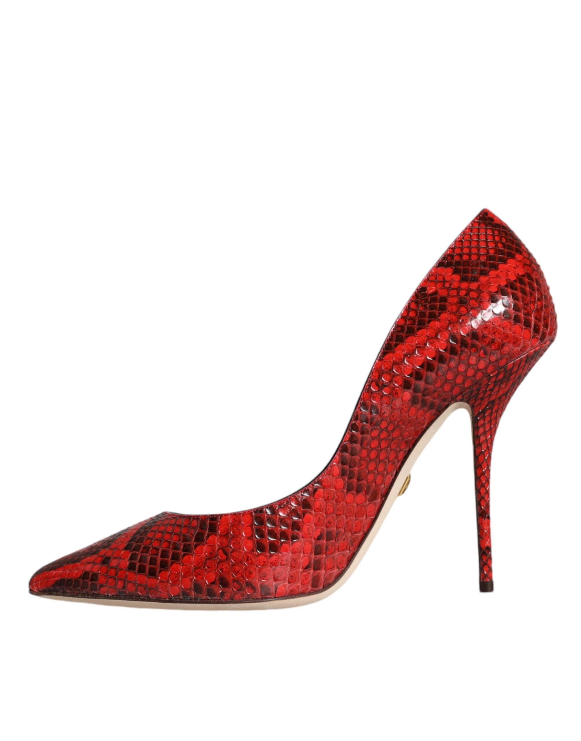 Dolce & Gabbana Rote Leder Stiletto High Heels Pumps Schuhe-5