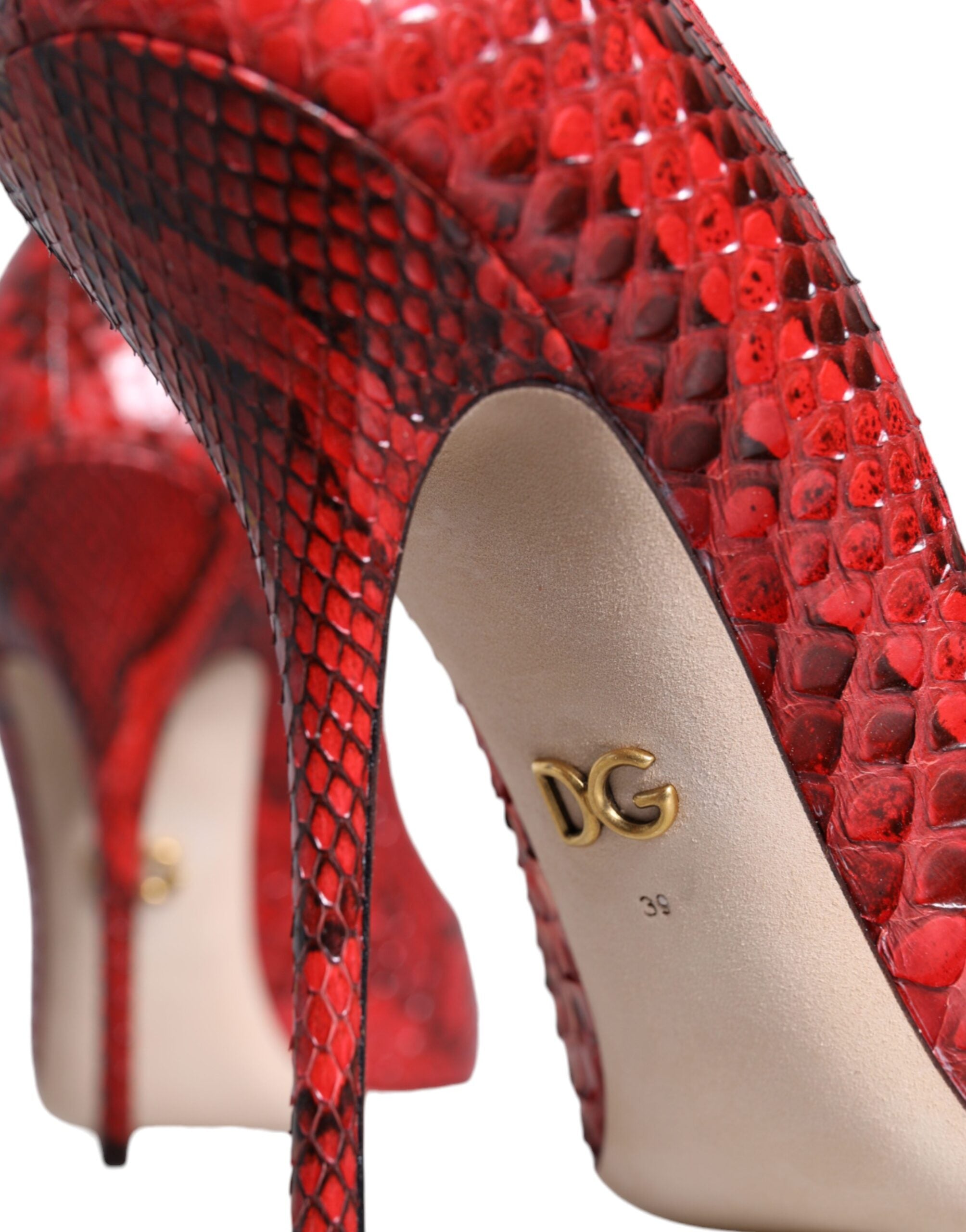 Dolce & Gabbana Rote Leder Stiletto High Heels Pumps Schuhe-6
