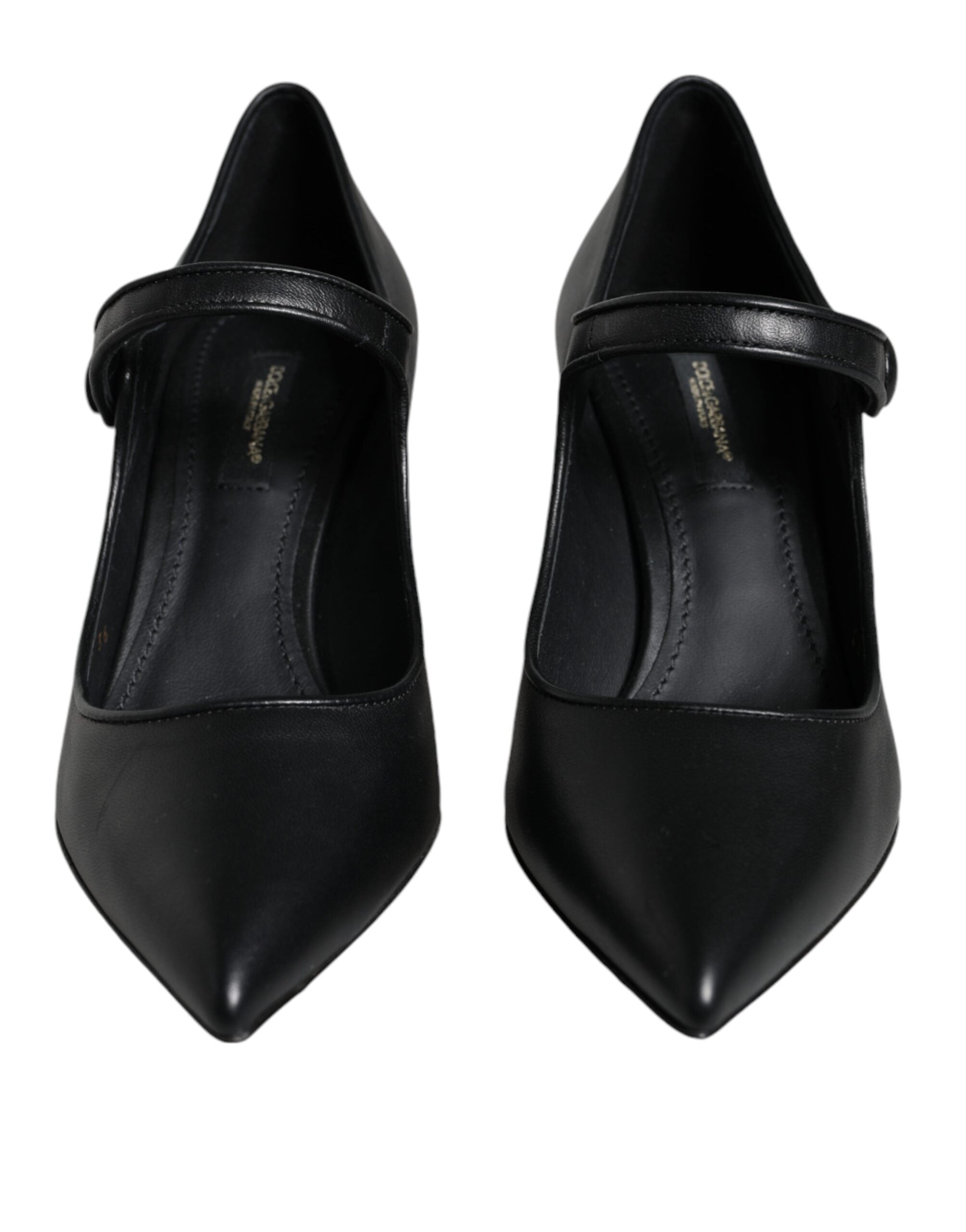 Zapatos de tacón Mary Jane de cuero negro con logo de Dolce & Gabbana-2