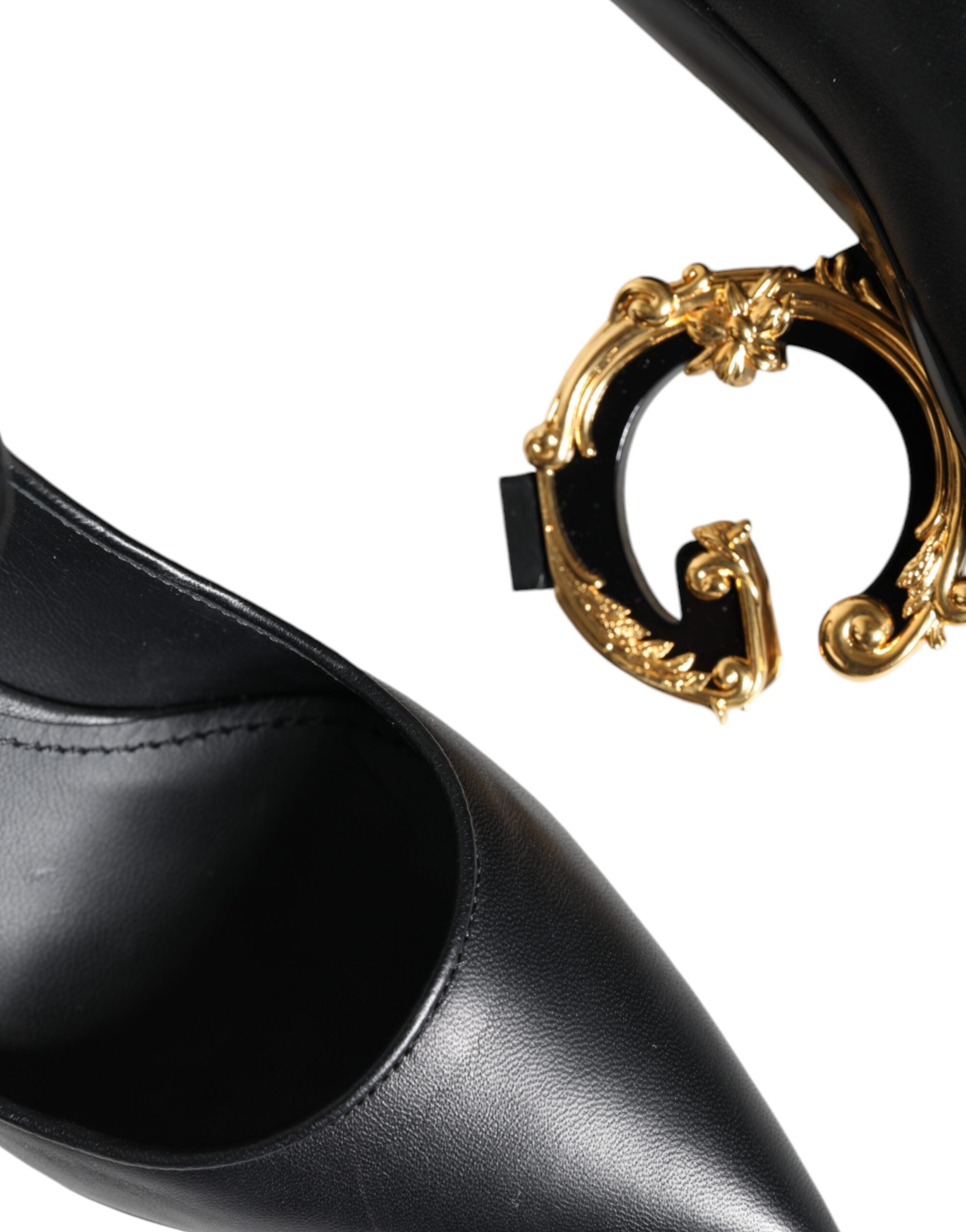 Zapatos de tacón Mary Jane de cuero negro con logo de Dolce & Gabbana-8