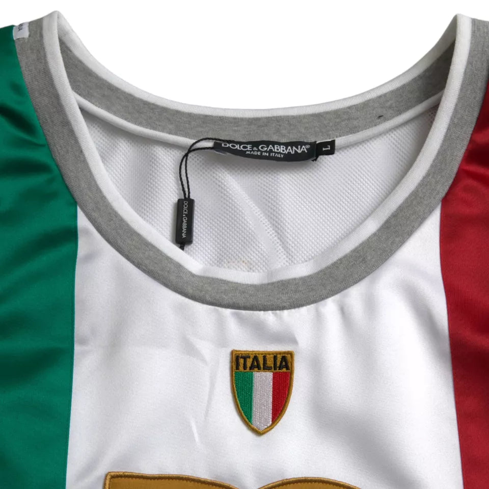 Dolce & Gabbana White Green Sleeveless Top Italian Flag Basket T-shirt-3