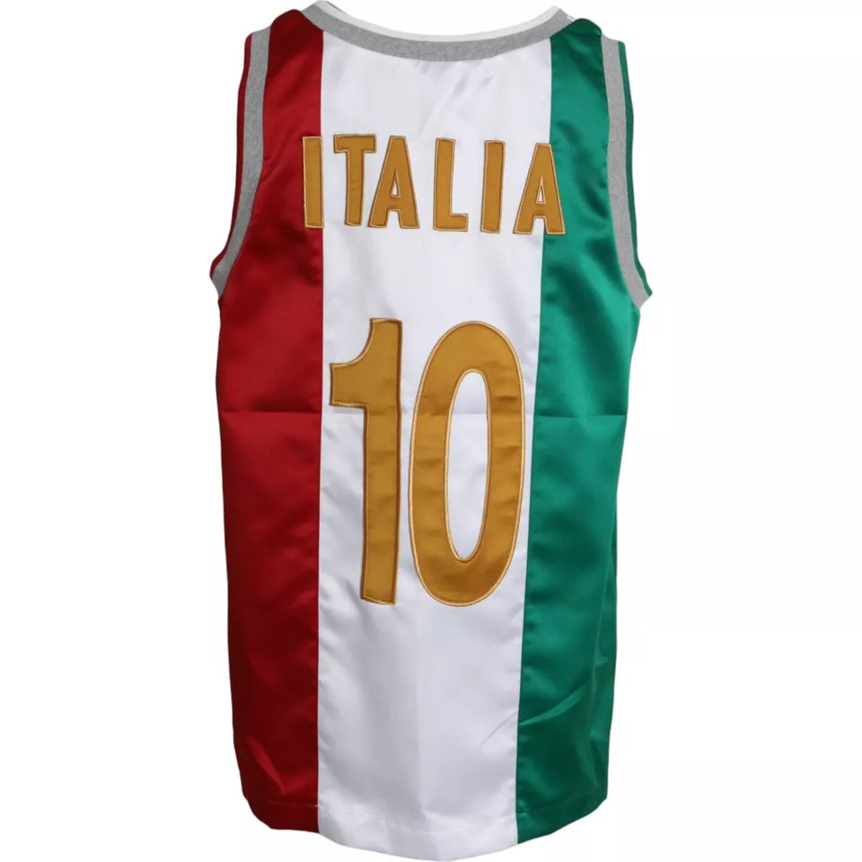 Dolce & Gabbana White Green Sleeveless Top Italian Flag Basket T-shirt-2