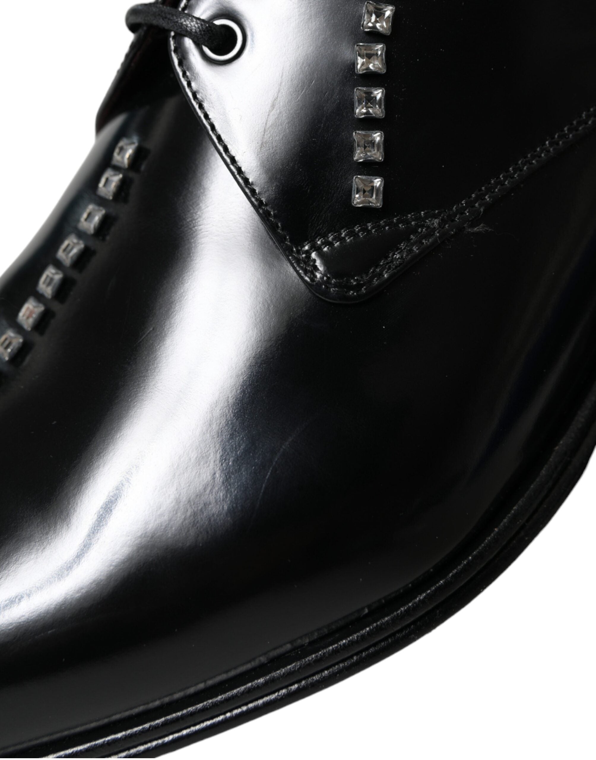 Zapatos formales de vestir con cristales y cuero negro de Dolce & Gabbana-2