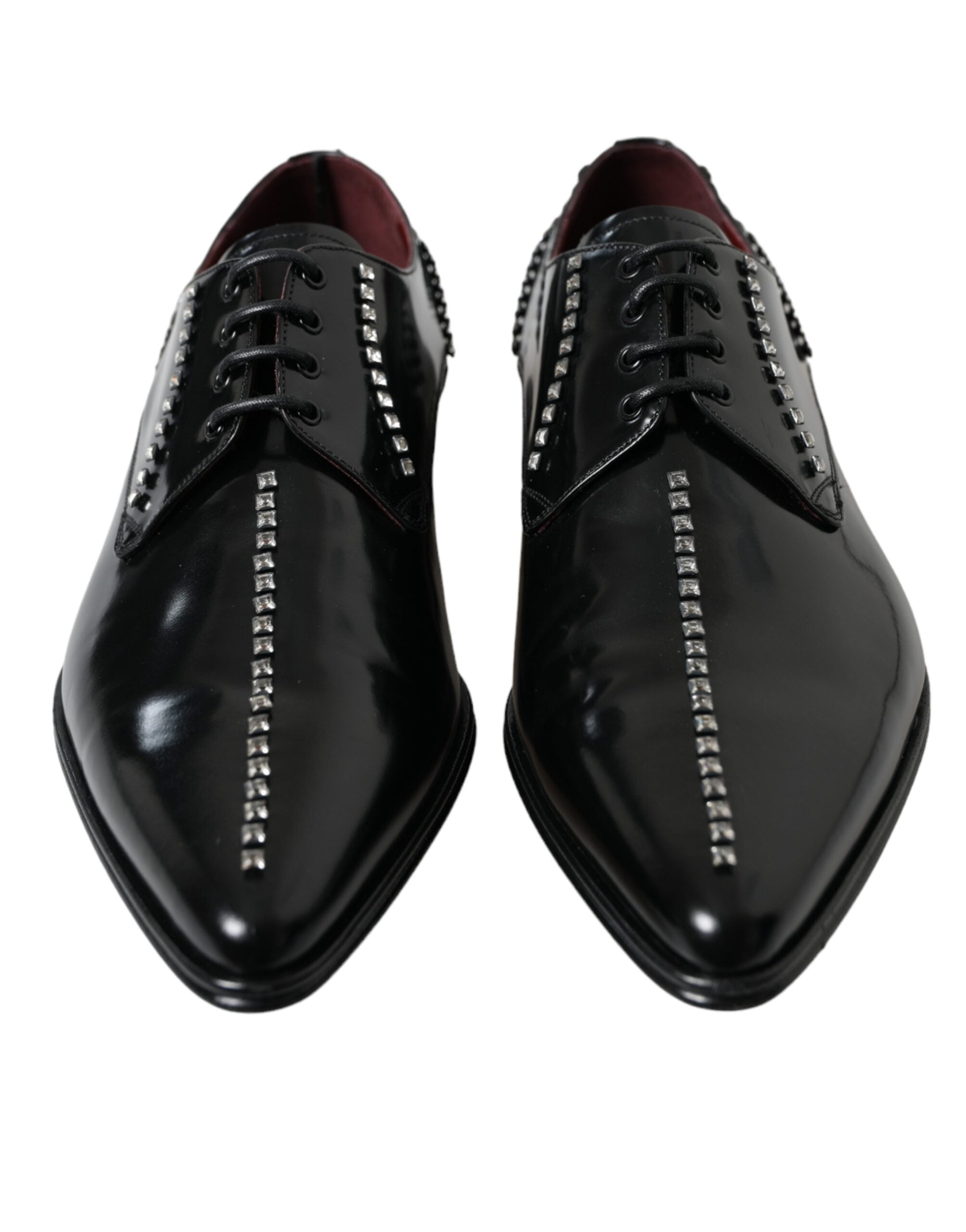 Zapatos formales de vestir con cristales y cuero negro de Dolce & Gabbana-4