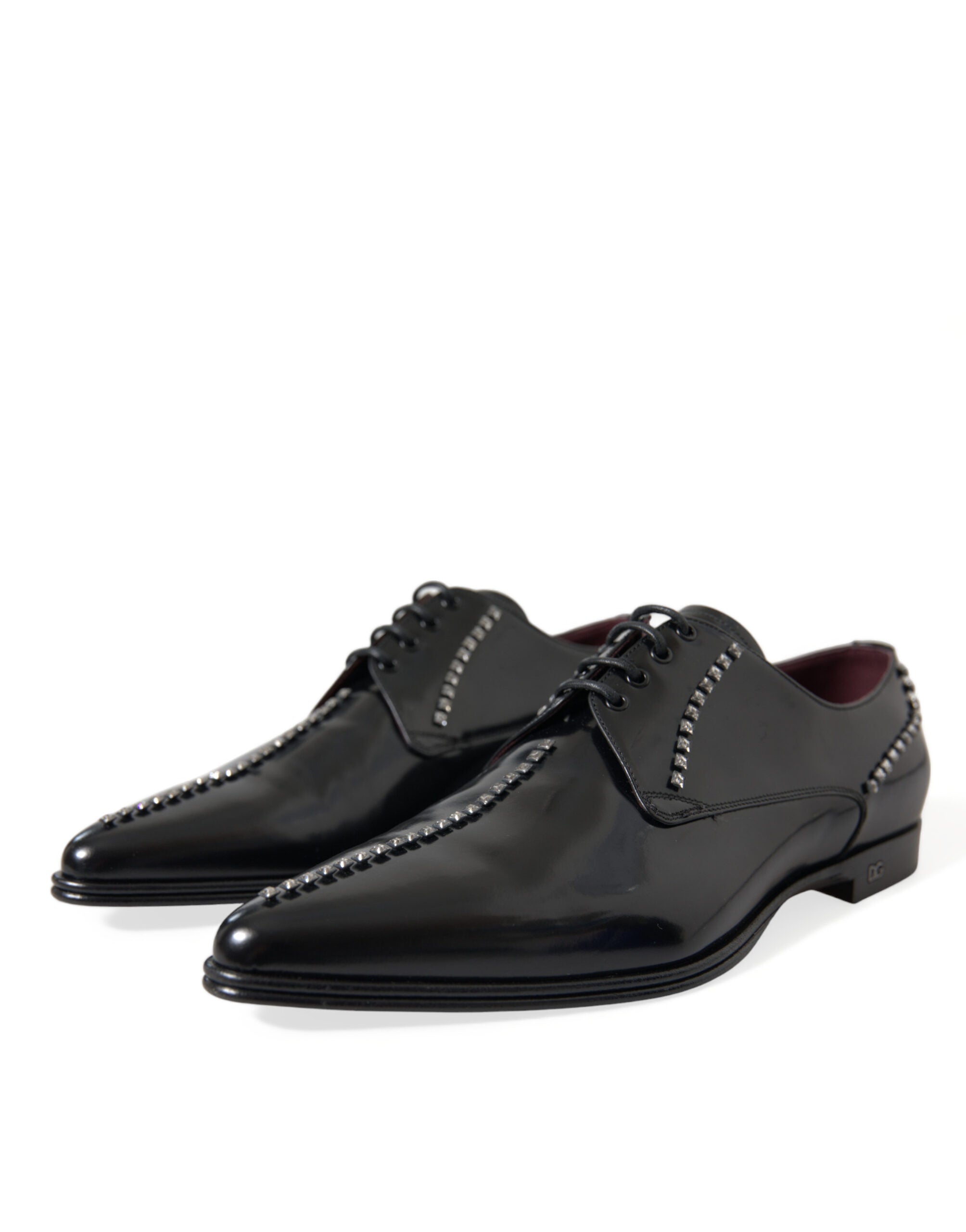 Zapatos formales de vestir con cristales y cuero negro de Dolce & Gabbana-5