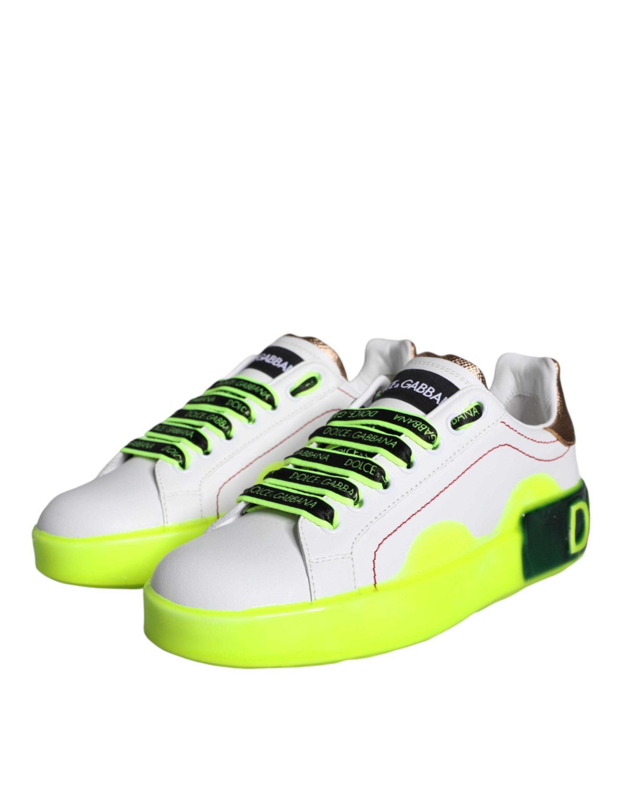 Dolce & Gabbana Weiß Leder Portofino Low Top Sneakers Schuhe-3