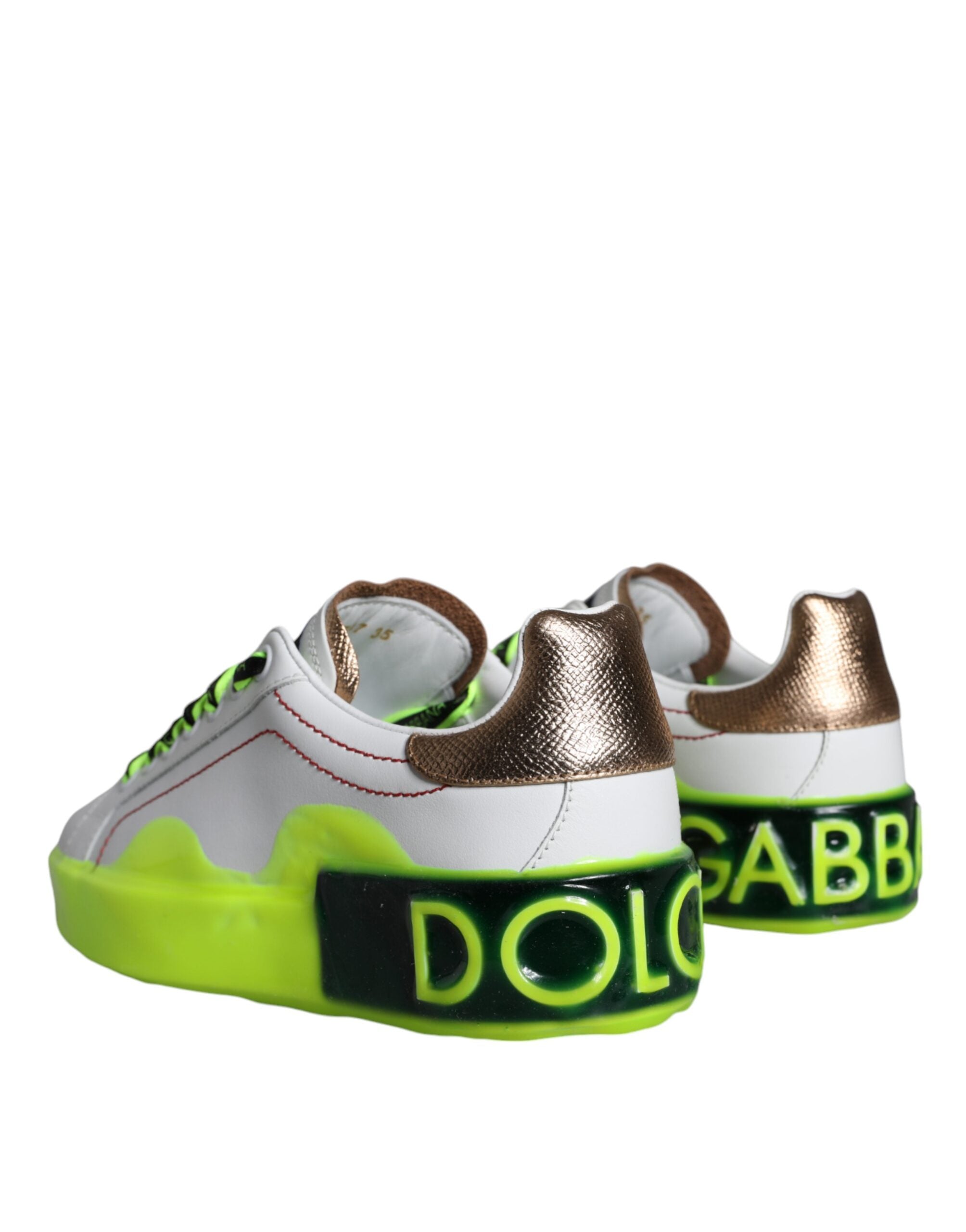 Dolce & Gabbana Weiß Leder Portofino Low Top Sneakers Schuhe-4