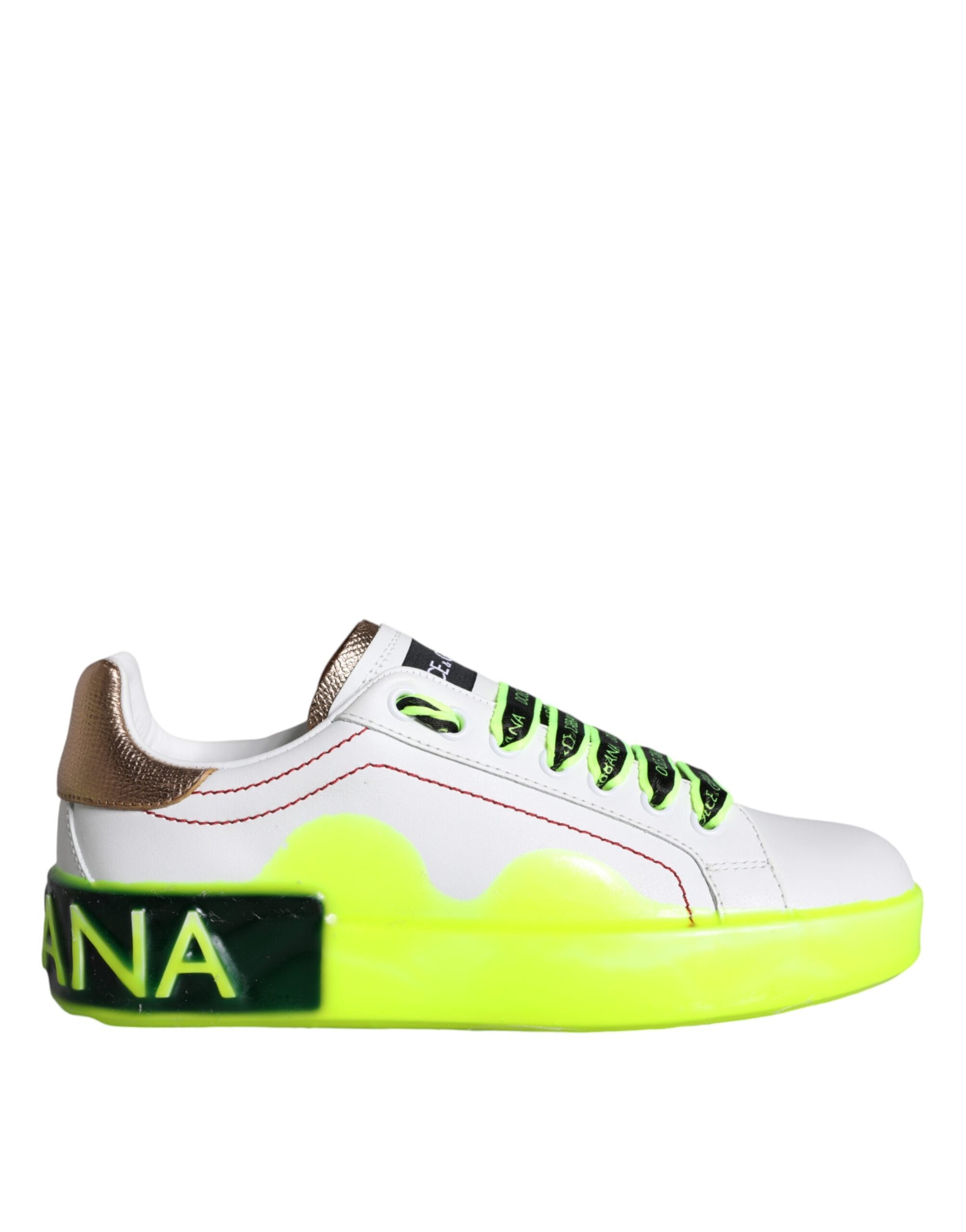 Dolce & Gabbana Weiß Leder Portofino Low Top Sneakers Schuhe-1